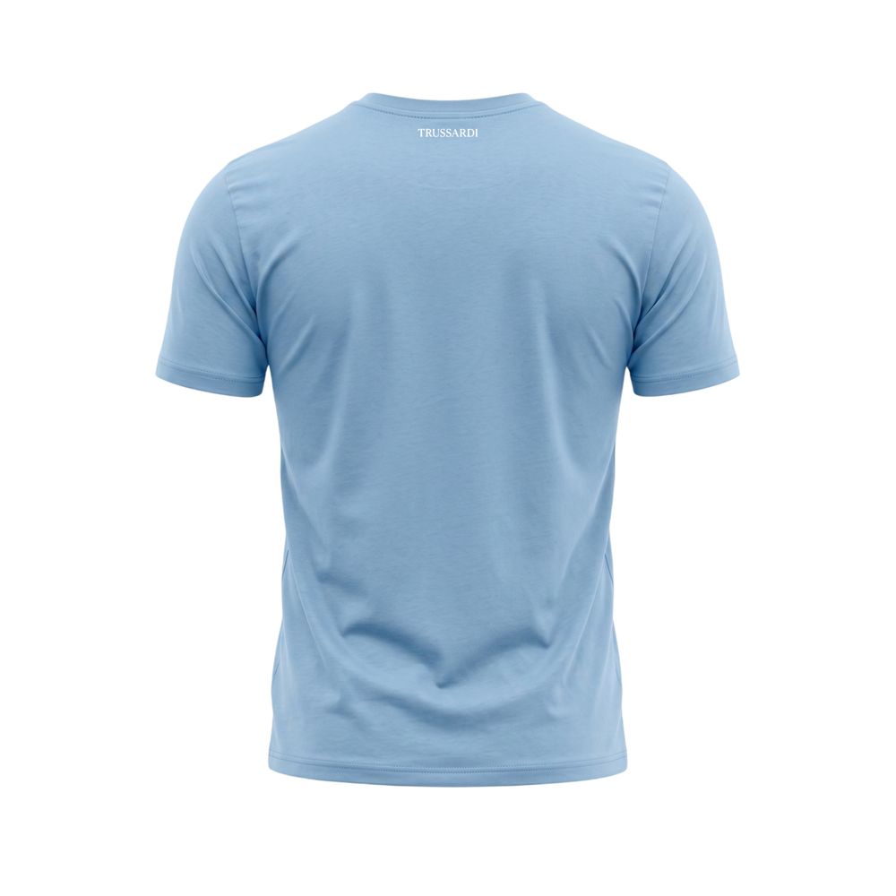 Trussardi Beachwear Light Blue Cotton Men T-Shirt