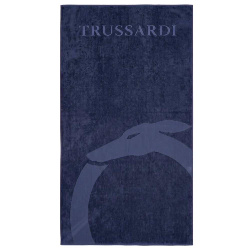 Trussardi Beachwear Blue Cotton Men's Beach Towel