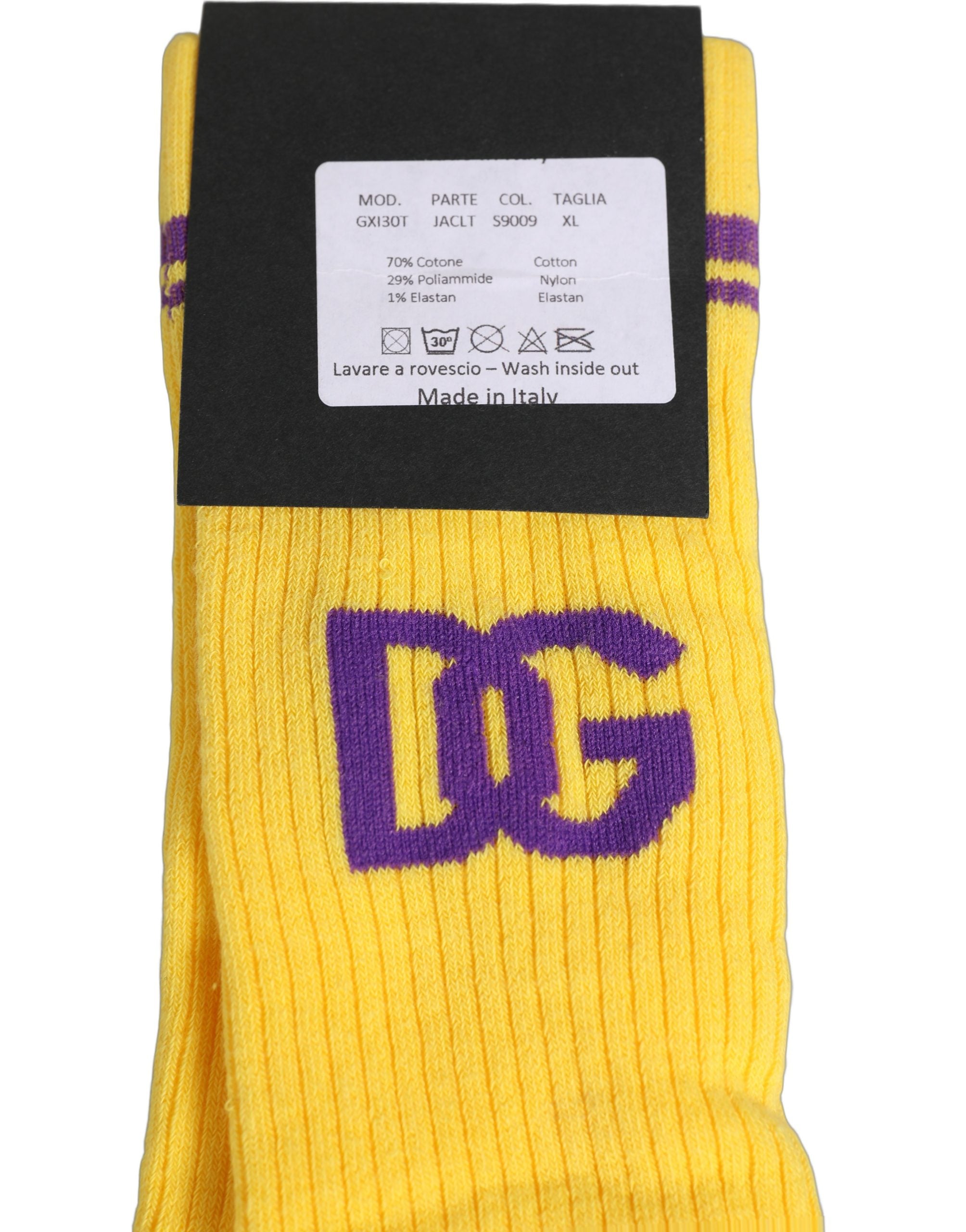 Dolce & Gabbana Men Yellow DG Logo Over Calf Accessory Socks