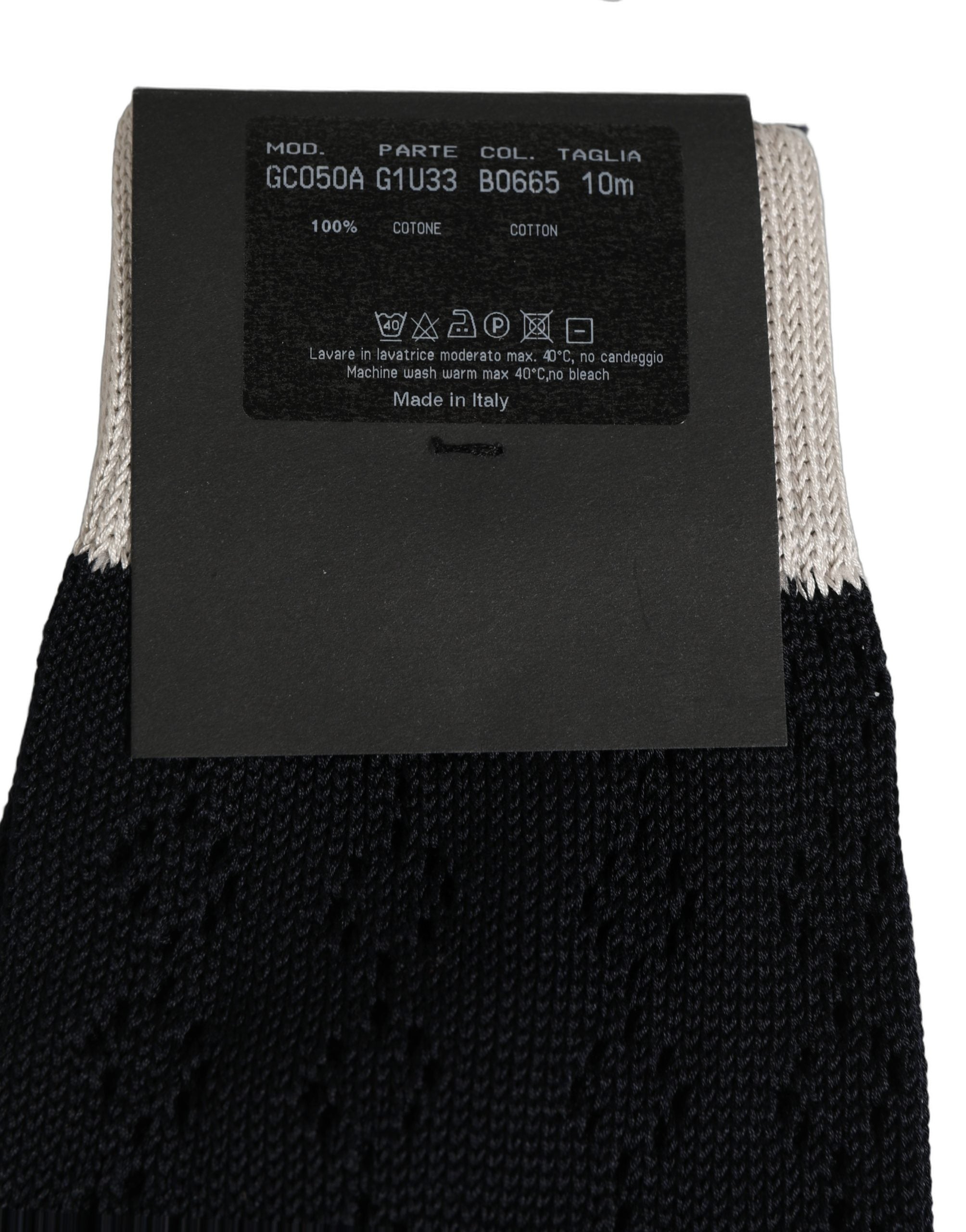 Dolce & Gabbana Dark Blue Cotton Knit Mid Calf Accessory Socks