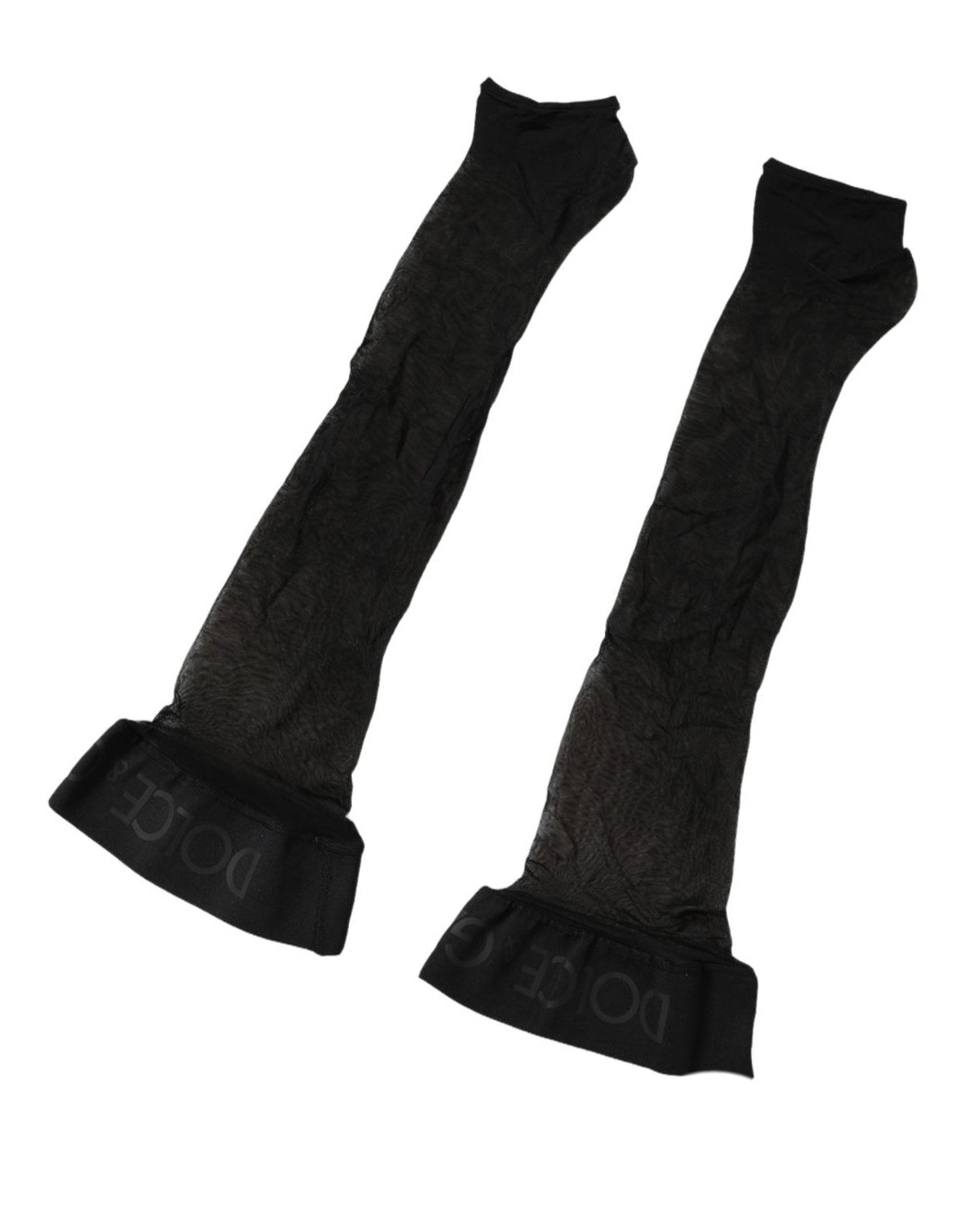 Dolce & Gabbana Black Nylon Logo Calf Long Women Accessory Socks