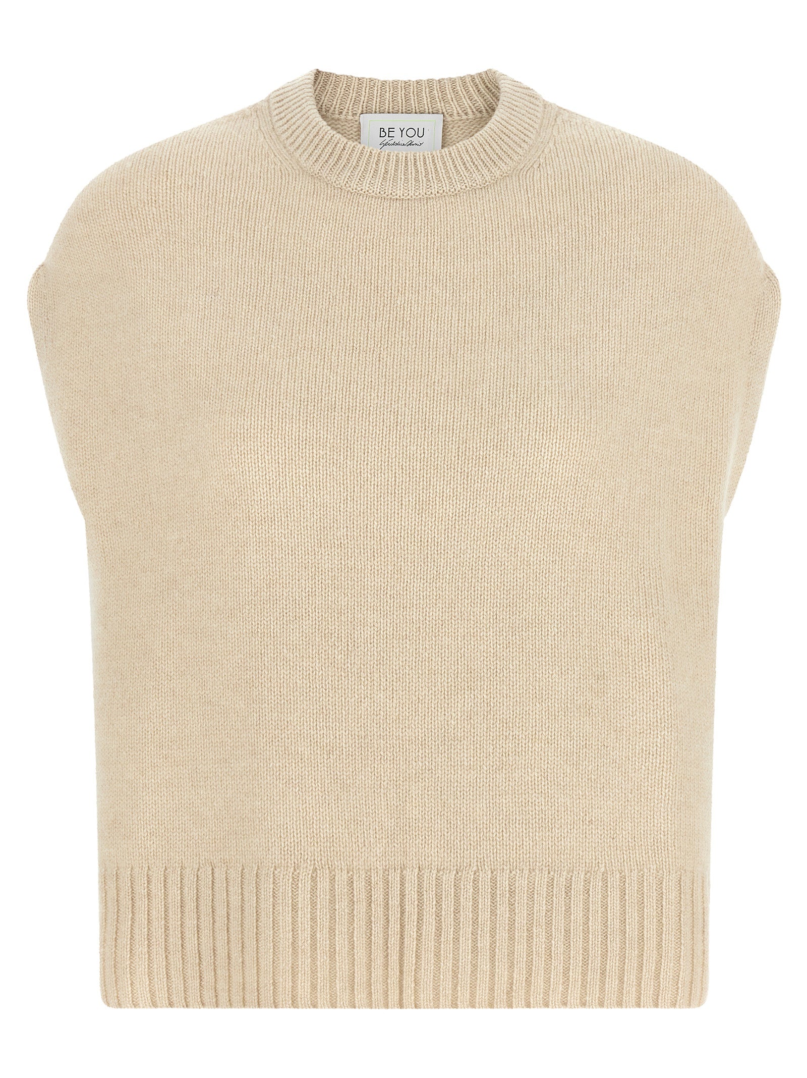 BE YOU Beige Cashmere Sleeveless Jacket