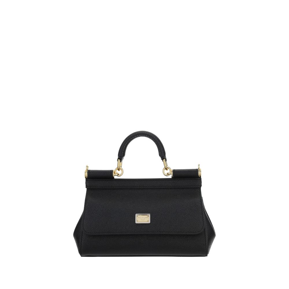 Dolce & Gabbana Black Calf Leather Bos Taurus Handbag