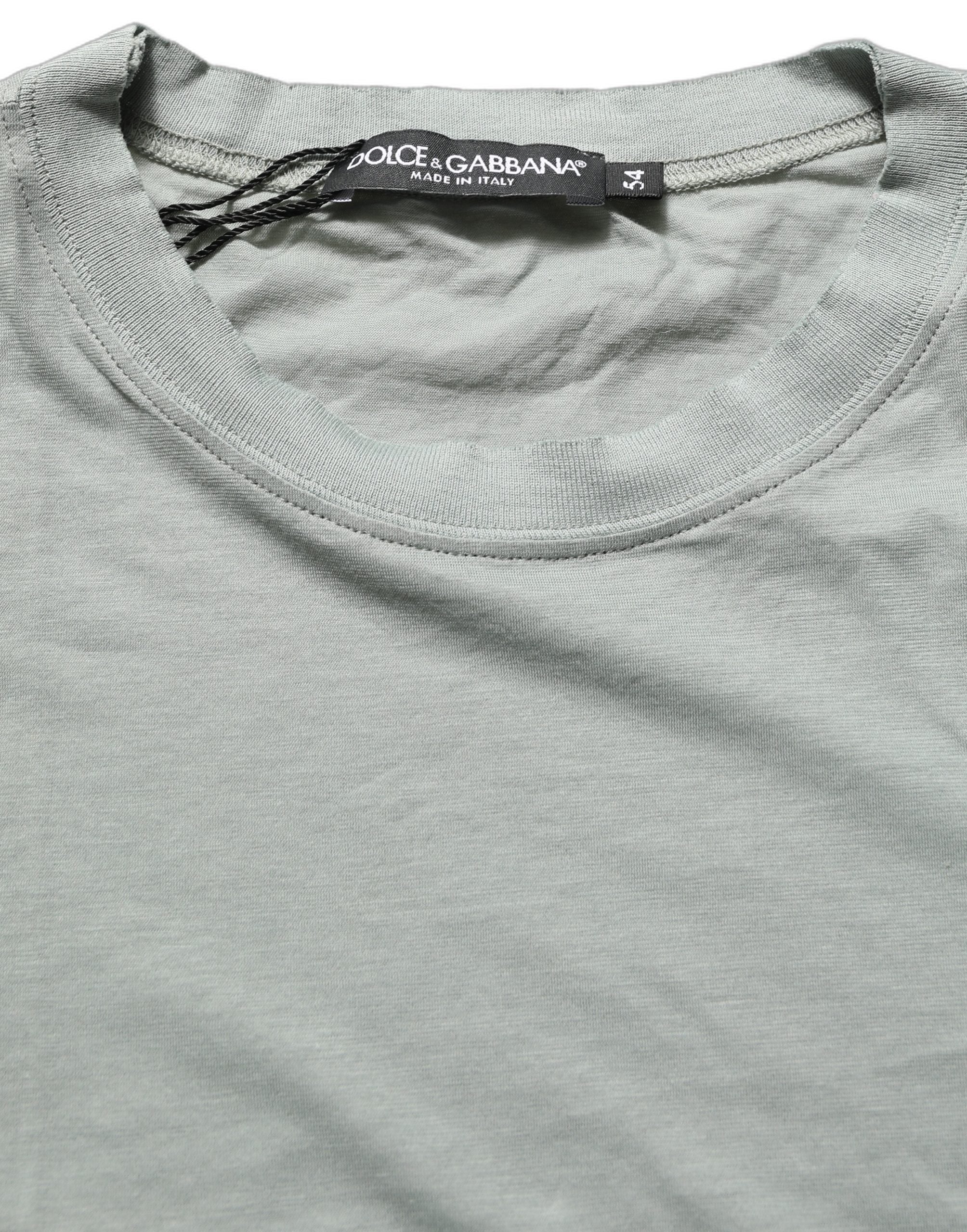 Dolce & Gabbana Green Cotton Short Sleeve Crew Neck T-shirt