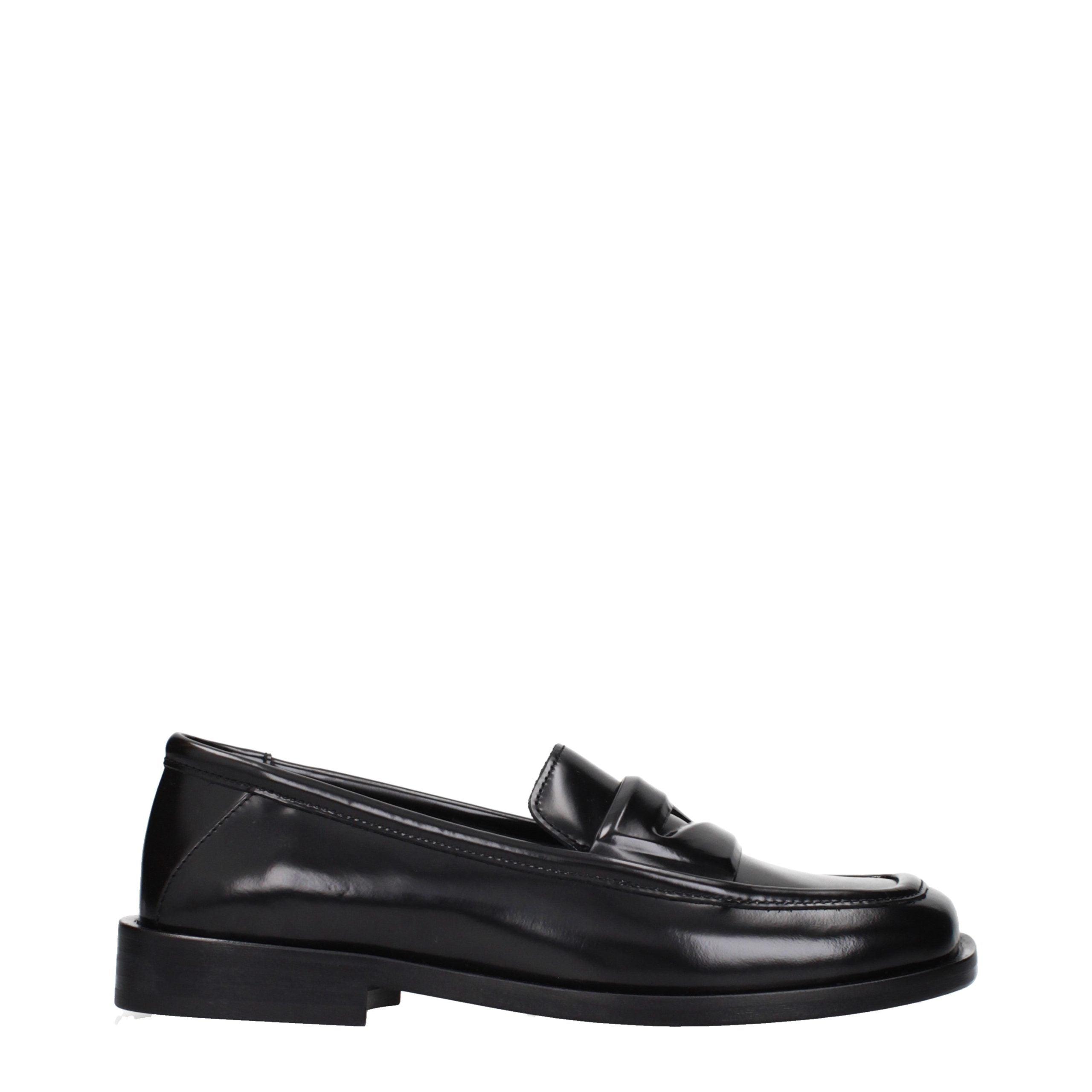 The Attico Black Leather Slip-On Loafers