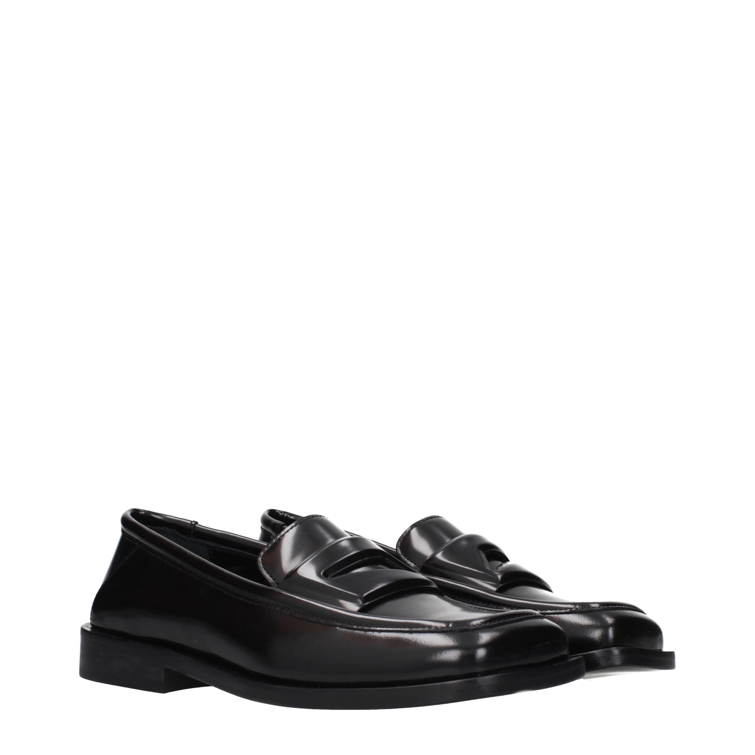 The Attico Black Leather Slip-On Loafers