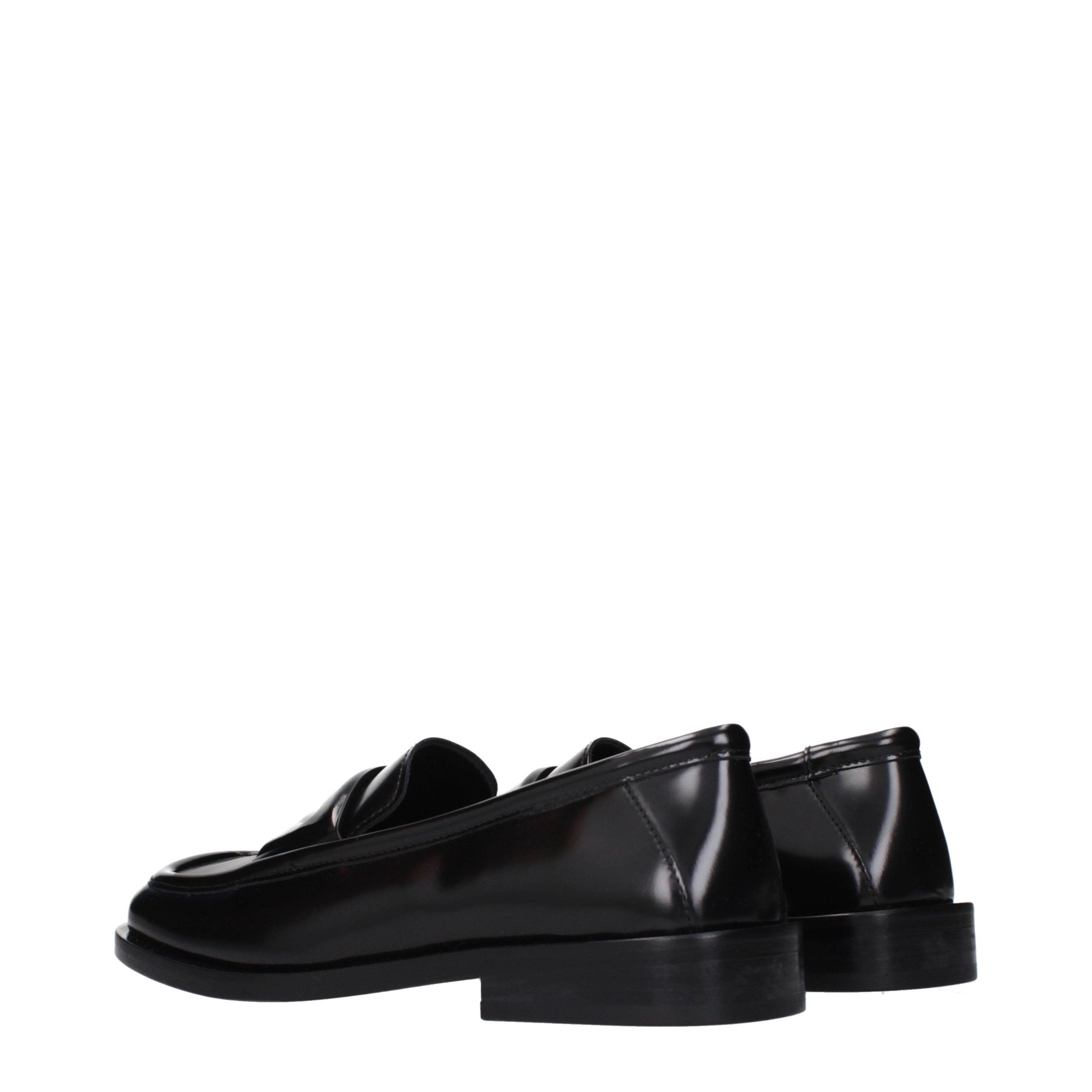 The Attico Black Leather Slip-On Loafers