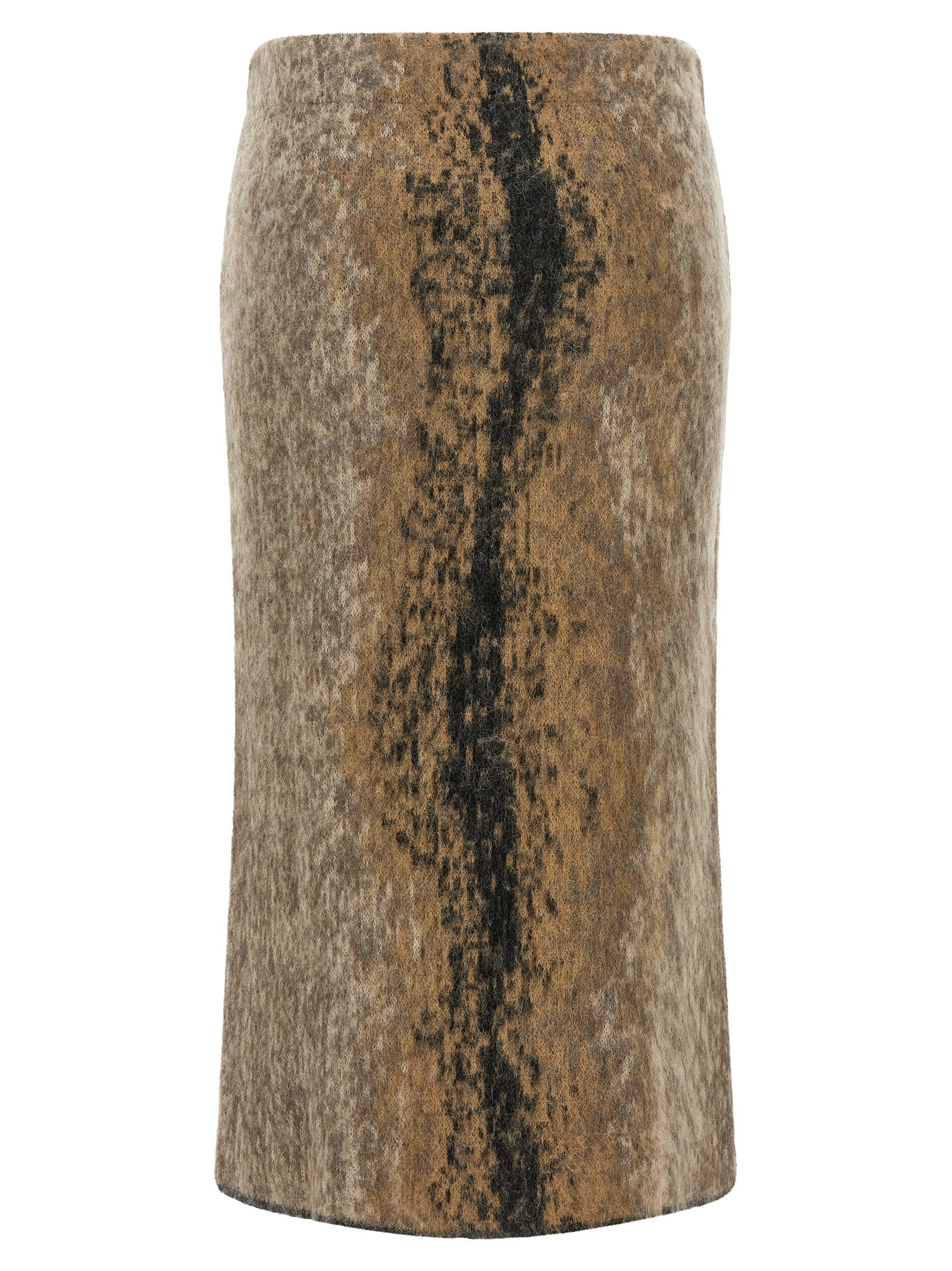 NUDE Brown Wool Midi Skirt