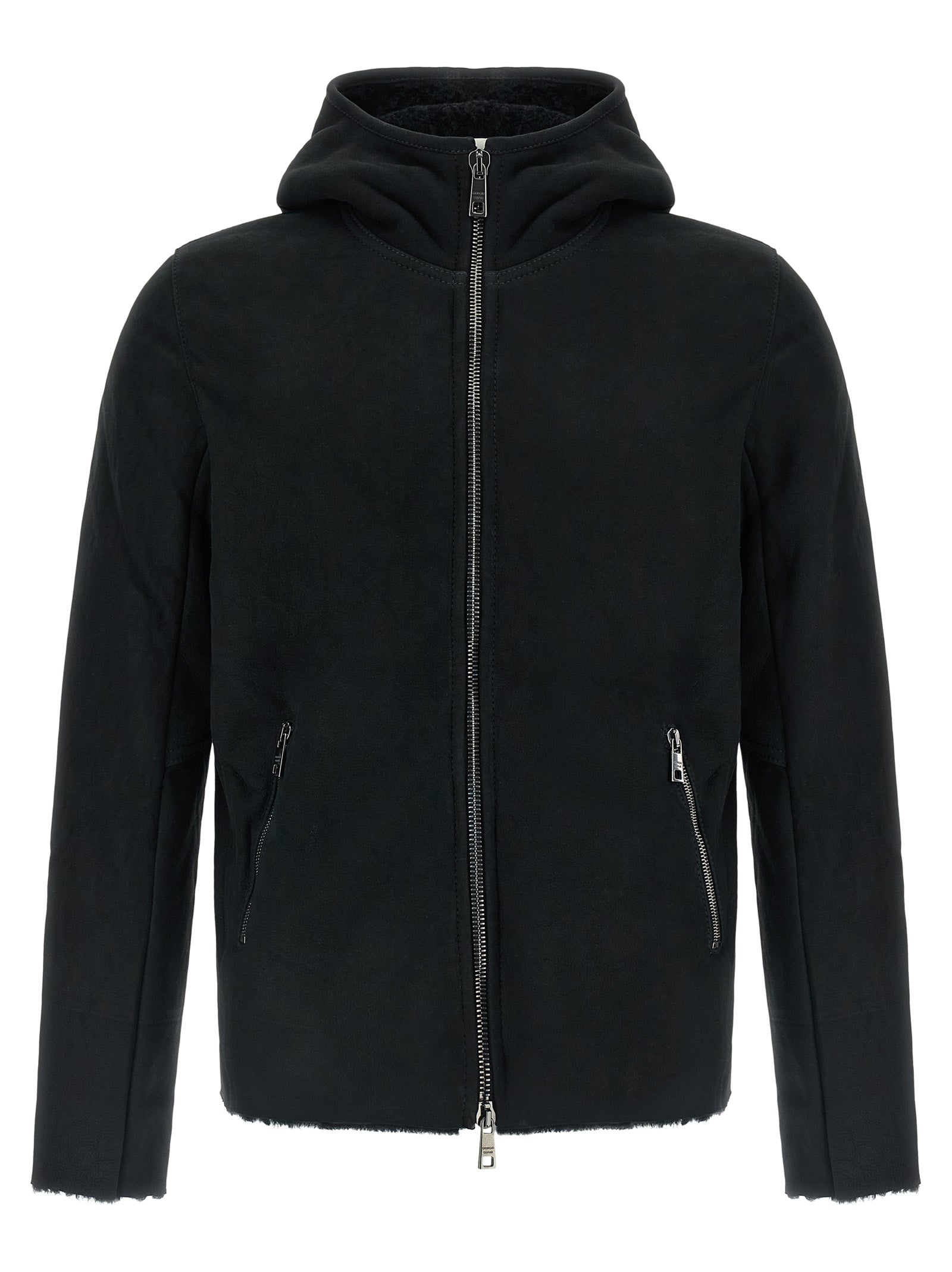 GIORGIO BRATO Black Lamb Leather Sweatshirt