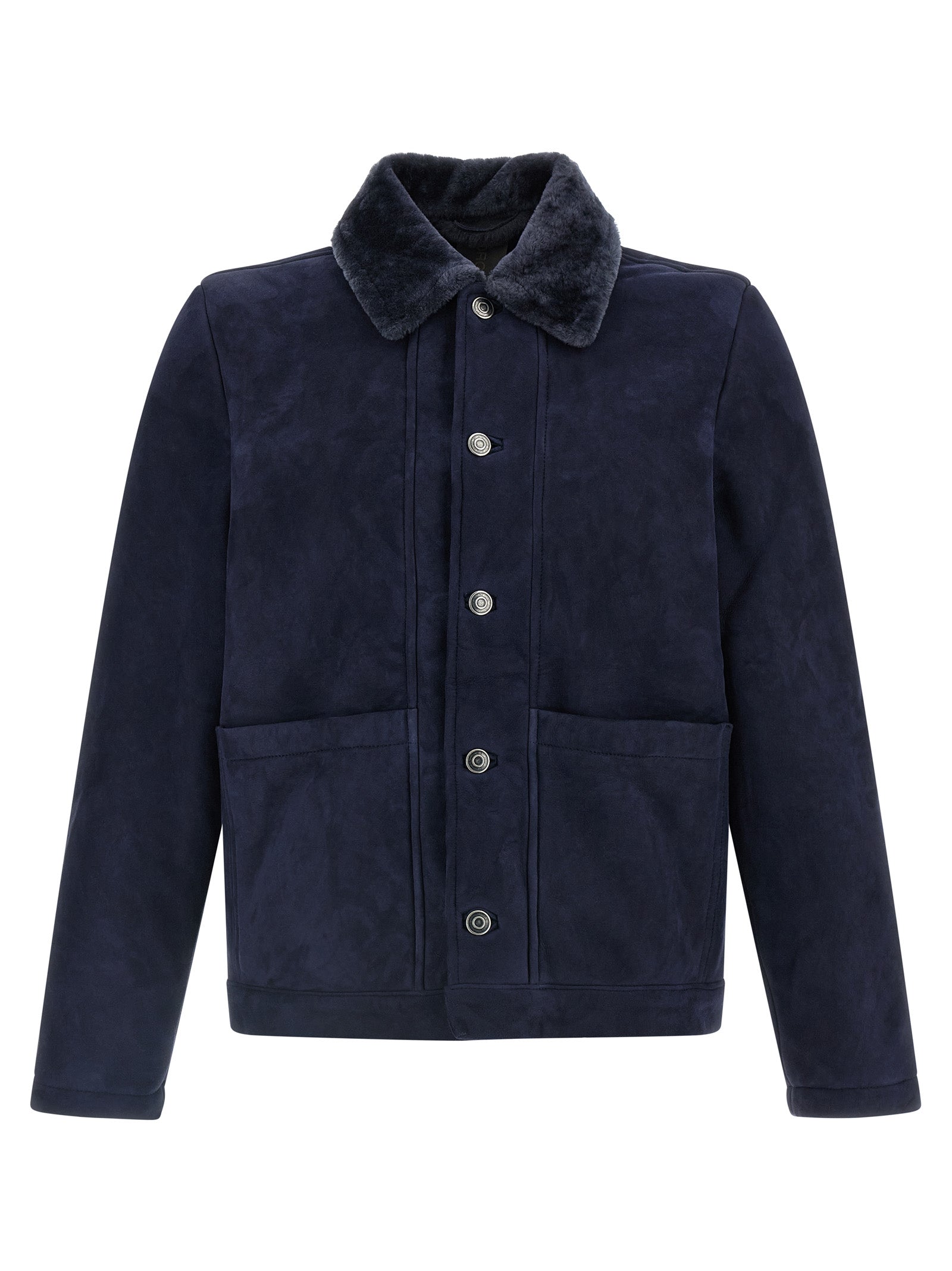 GIORGIO BRATO Blue Lamb Leather Leather Jacket