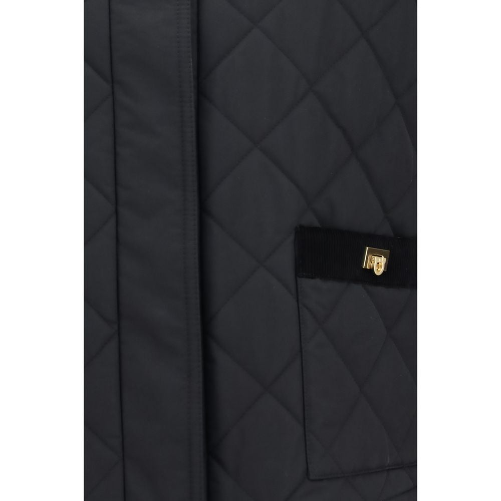 Ferragamo Black Cotton Full-Length Jacket