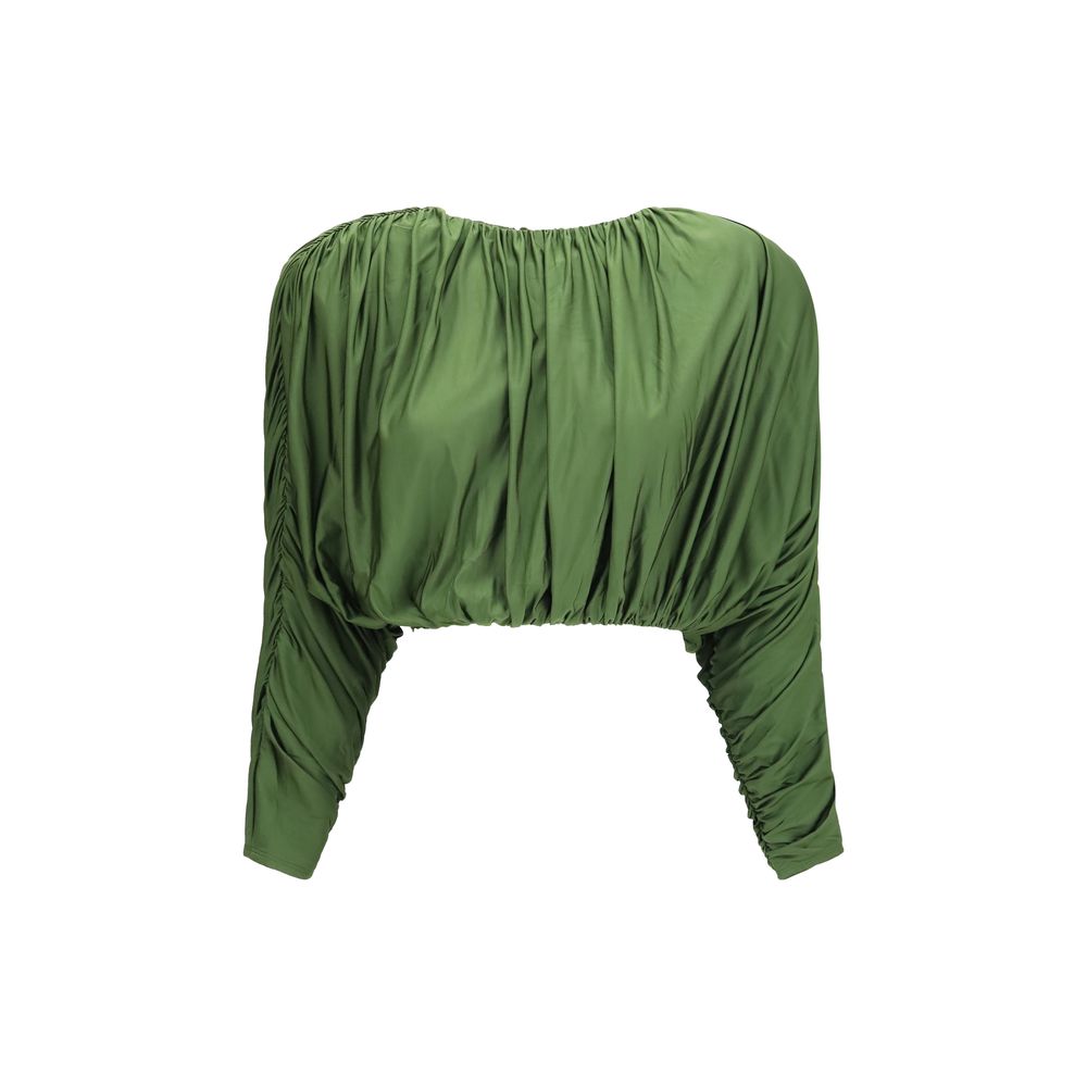 Self-Portrait Bicolor Viscose Long Sleeve T-Shirt