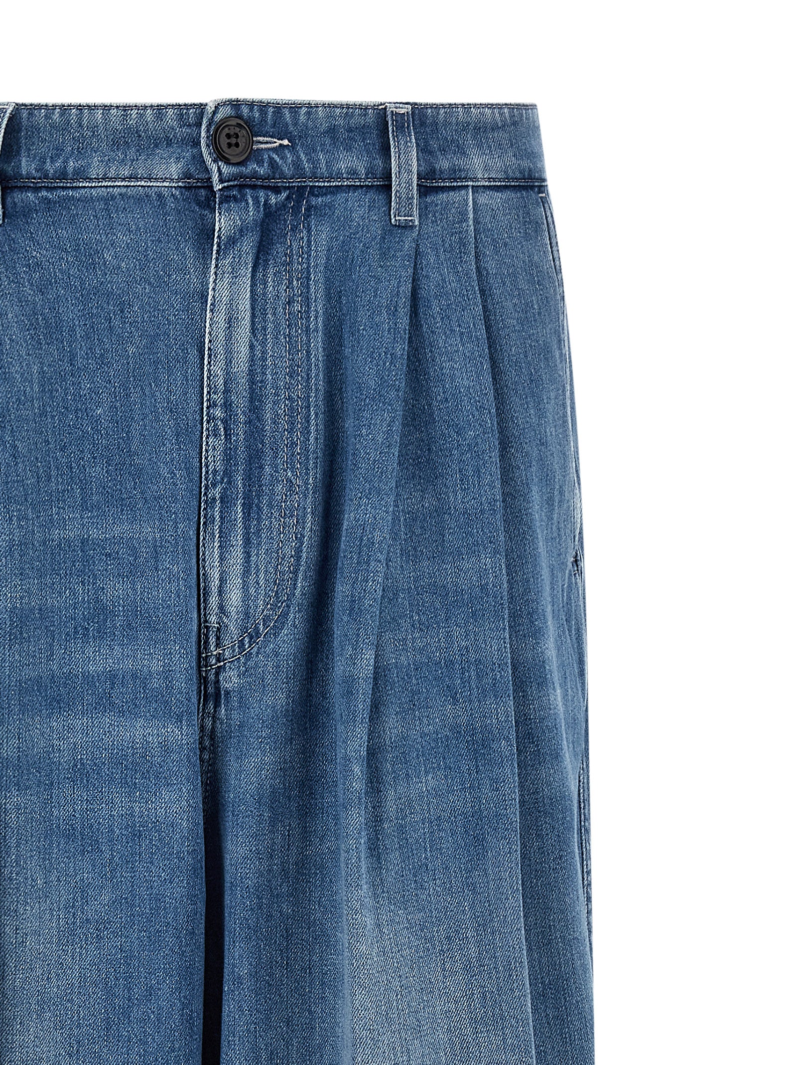 Marni Blue Cotton High-Waisted Jean