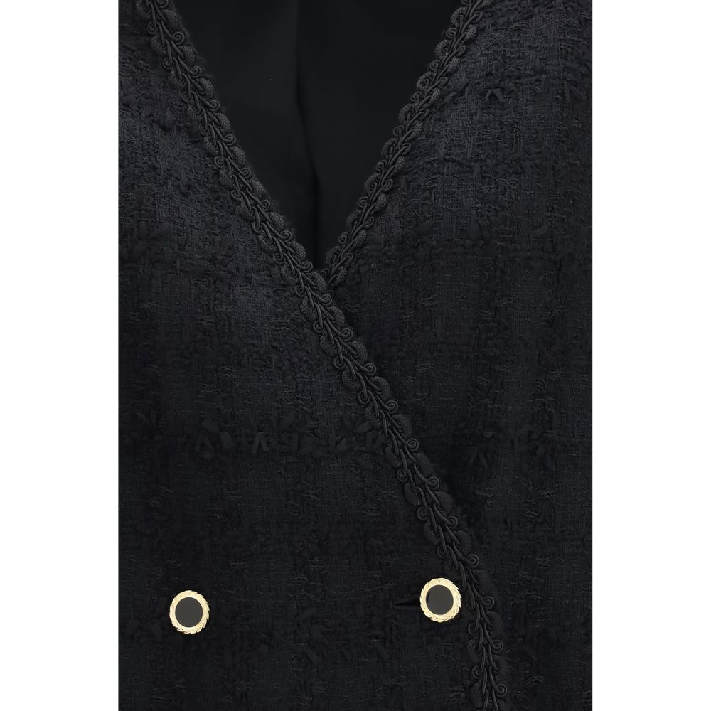 Alessandra Rich Black Cotton Full-Length Jacket