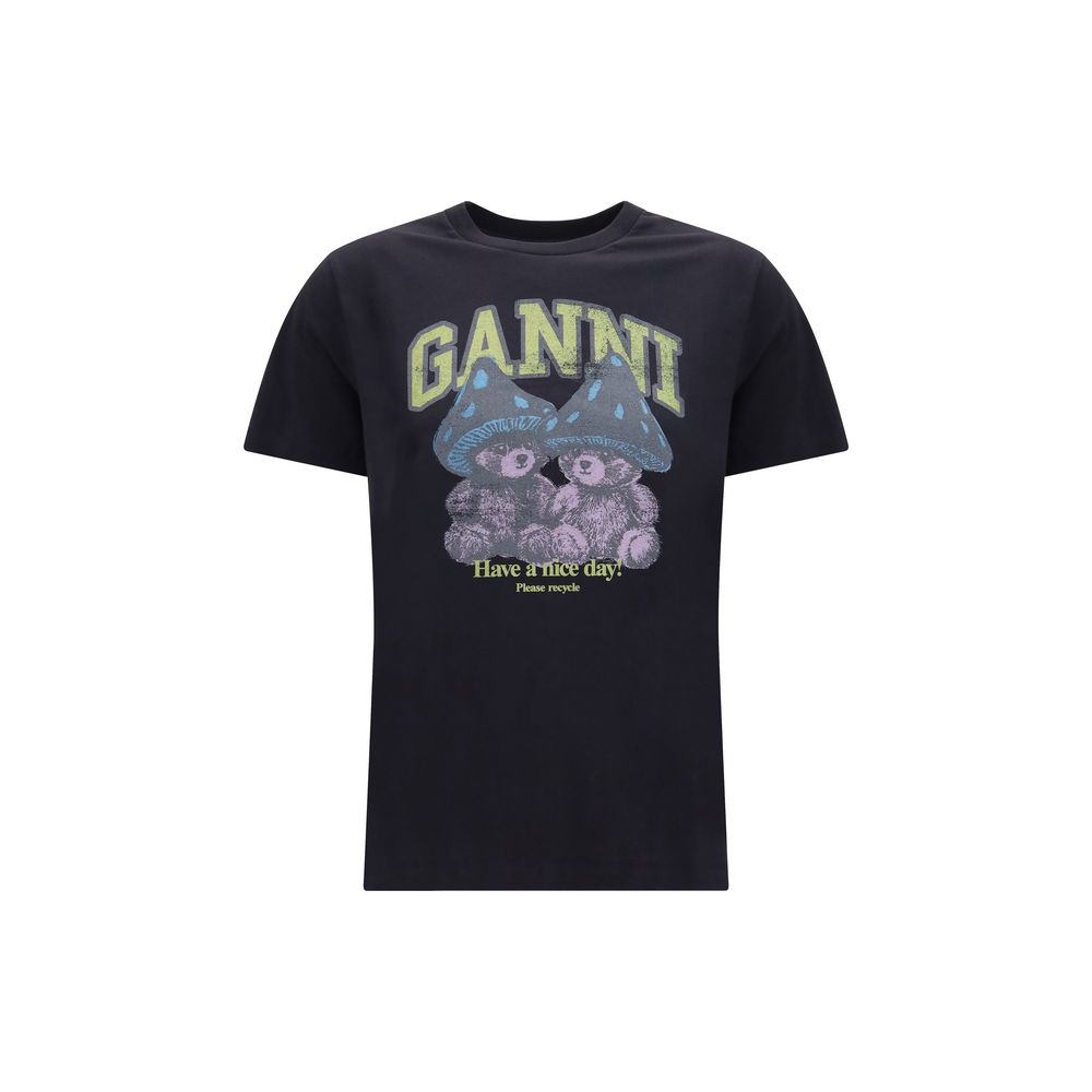 Ganni Gray Cotton T-Shirt