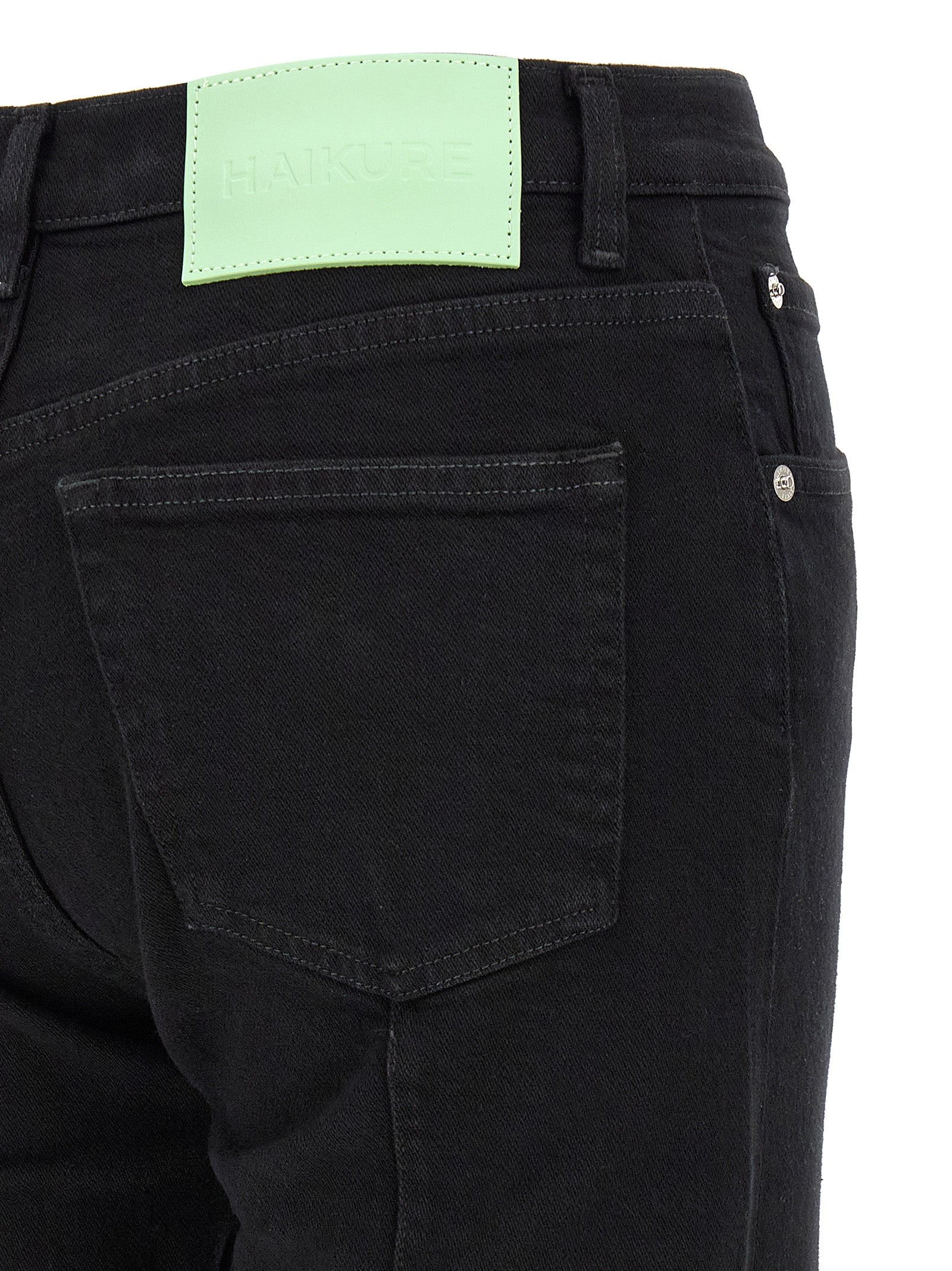 Haikure Black Cotton Flared Jeans