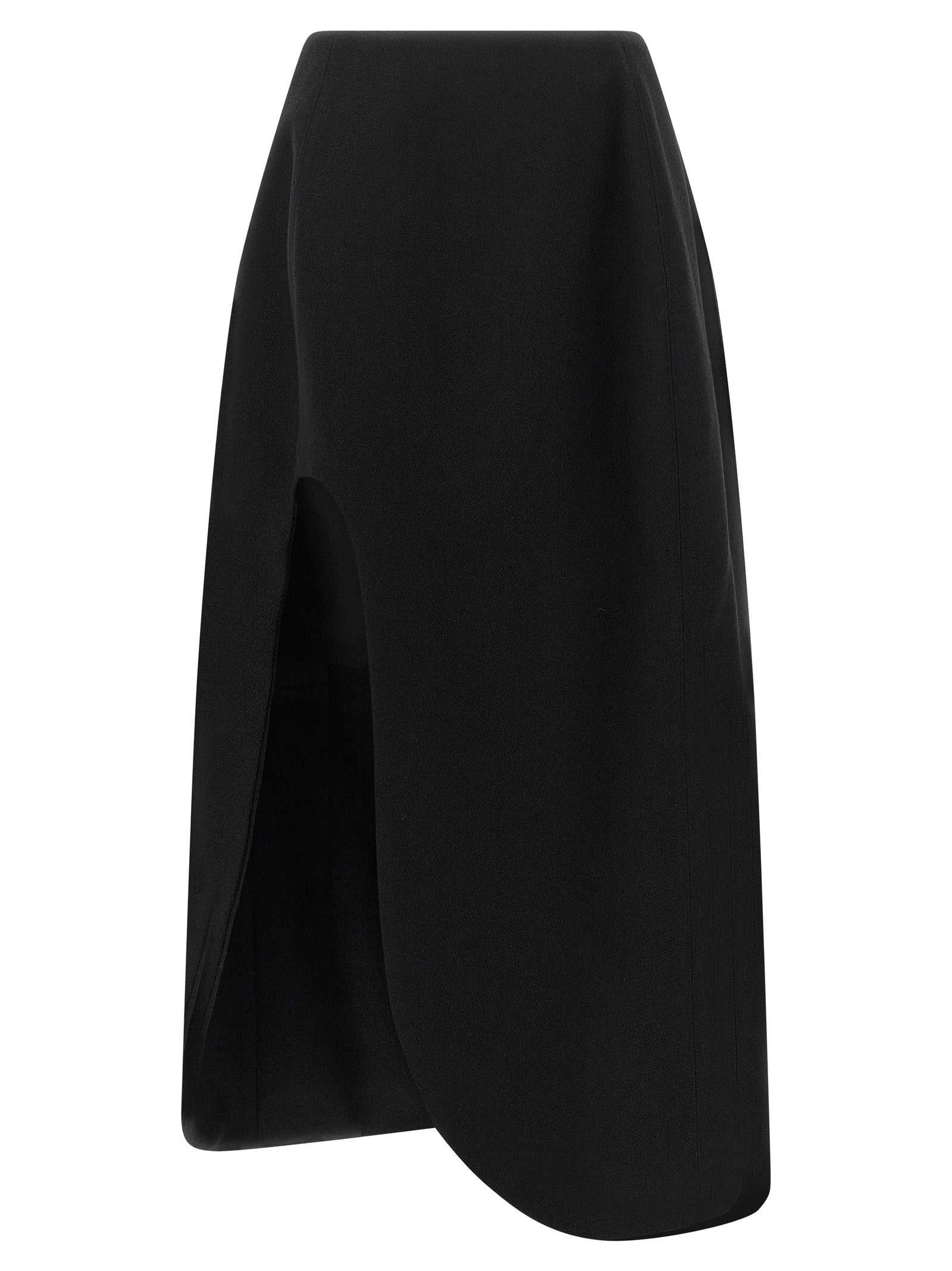 Jil Sander Black Virgin Wool Midi Skirt