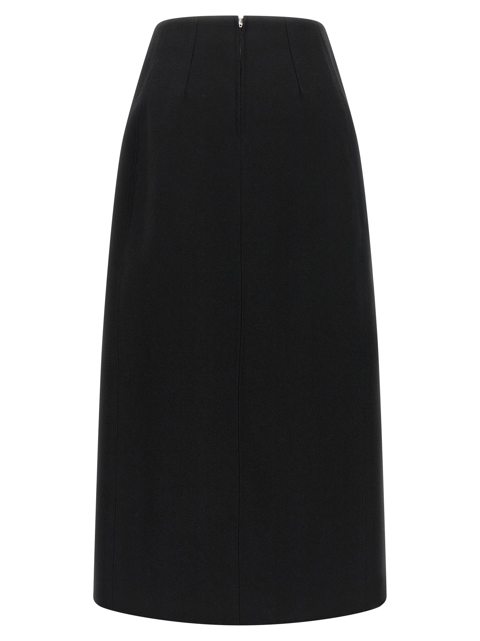 Jil Sander Black Virgin Wool Midi Skirt