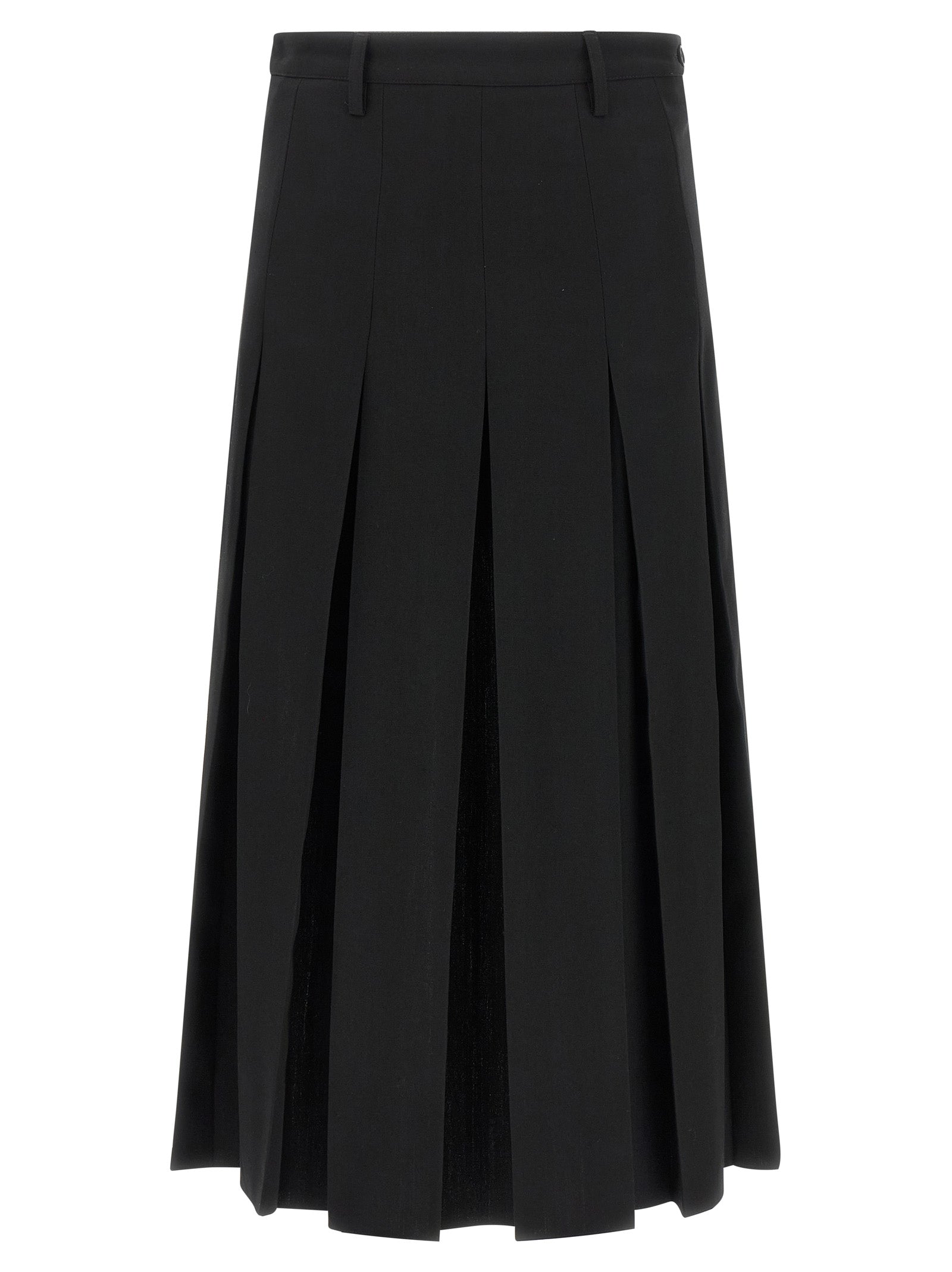 MM6 Maison Margiela Black Polyester Midi Skirt