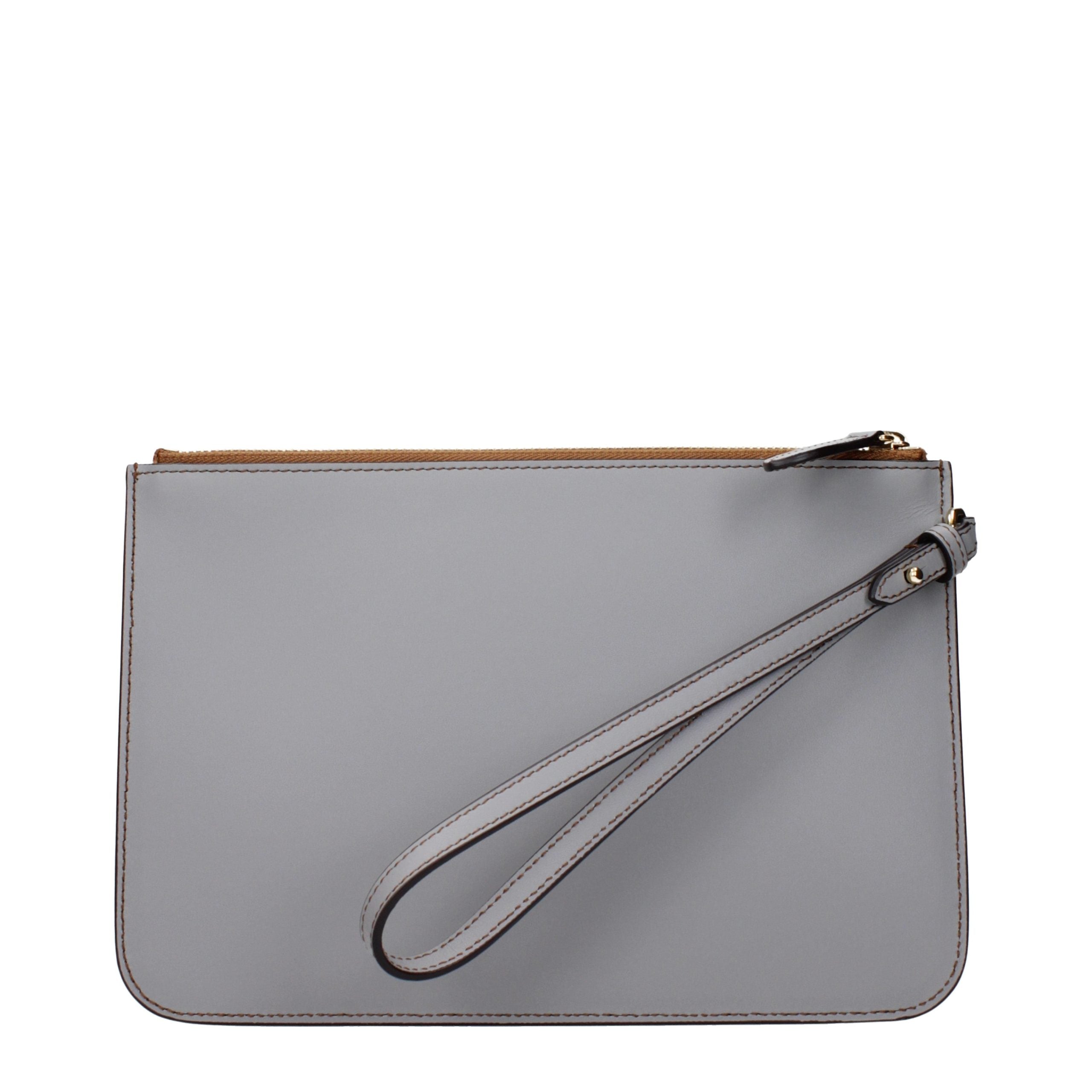 Burberry Gray Leather Clutch Bag