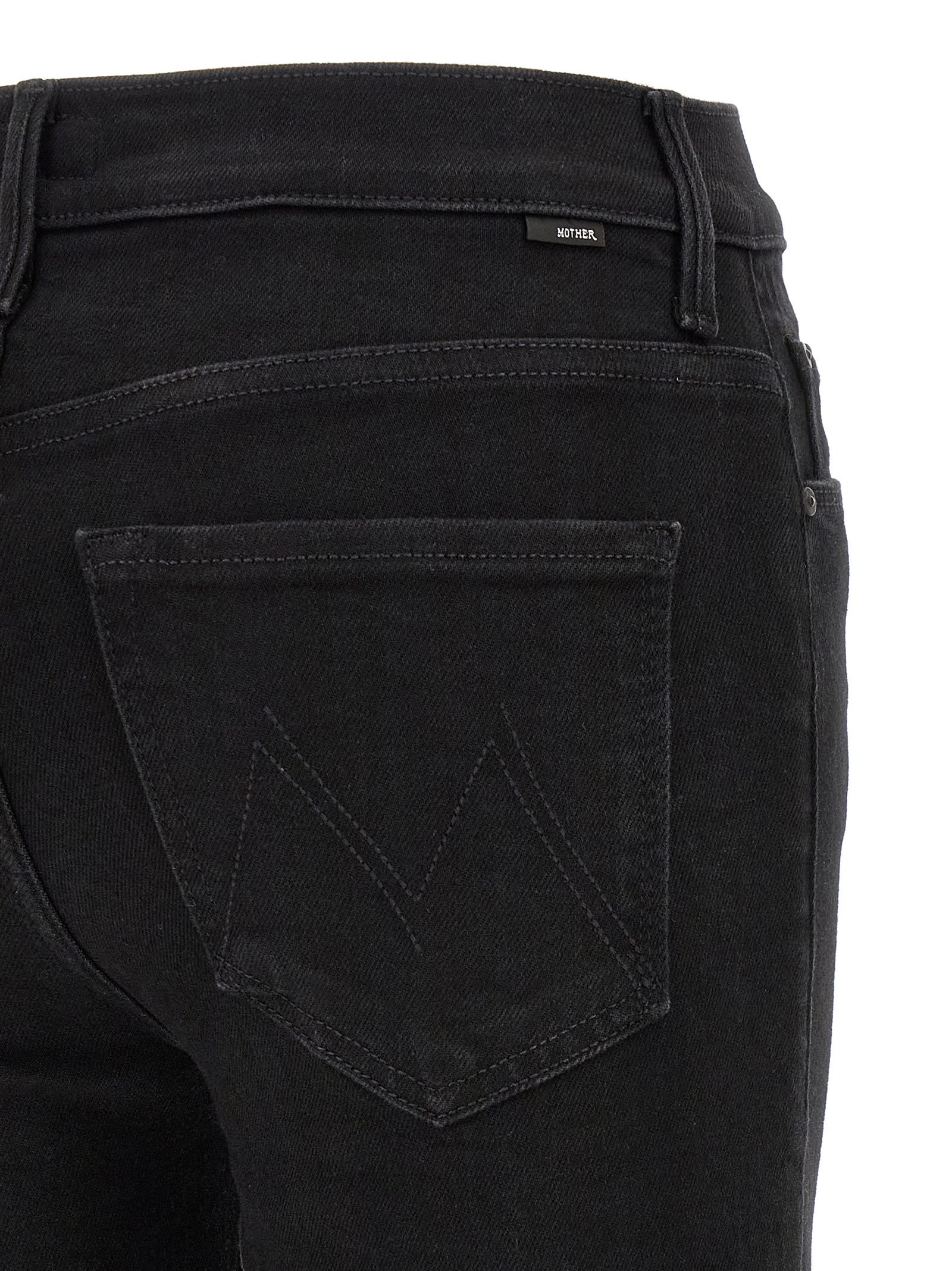 Mother Denim Black Cotton Flared Jeans