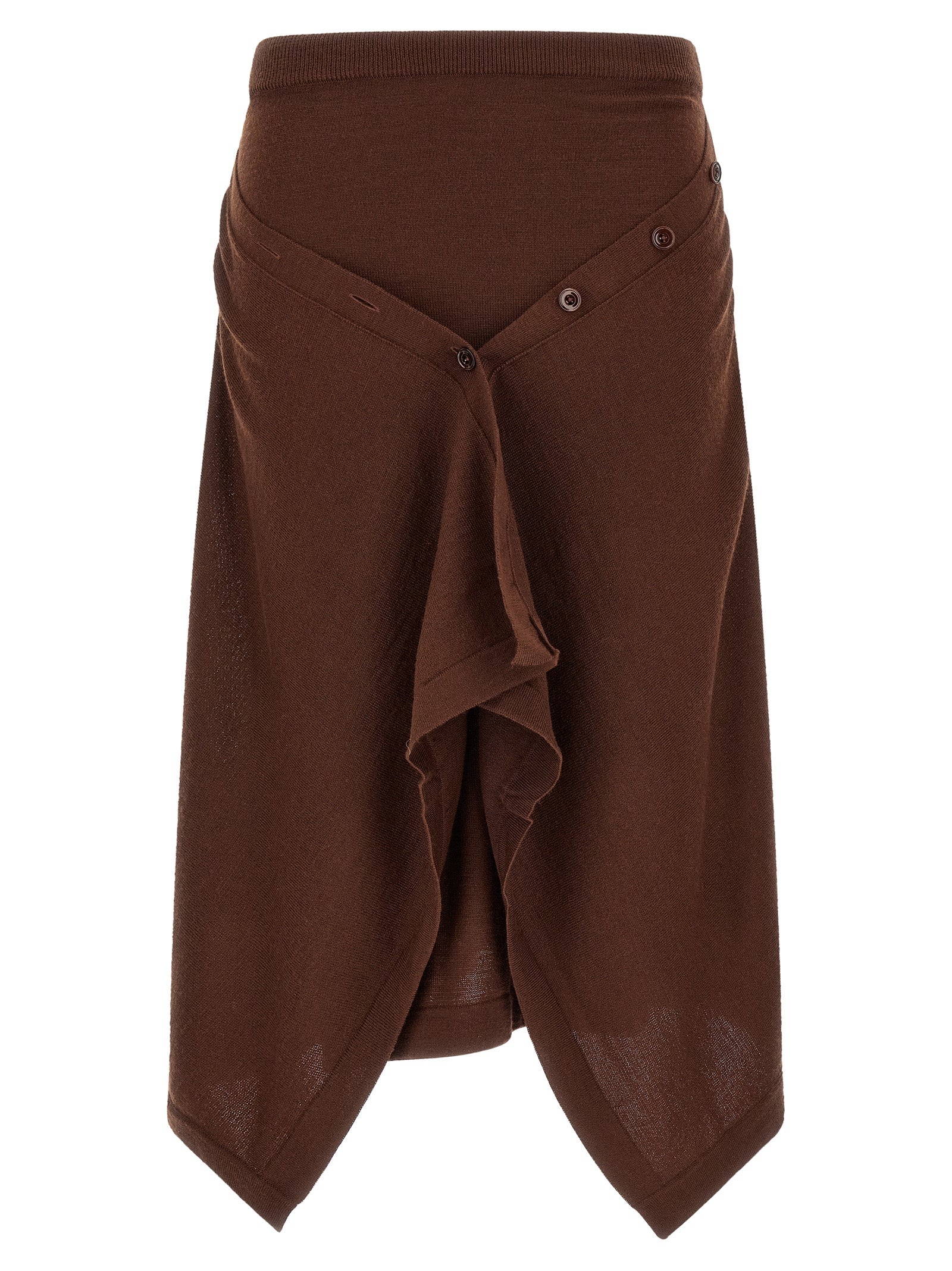 Lemaire Brown Wool Midi Skirt