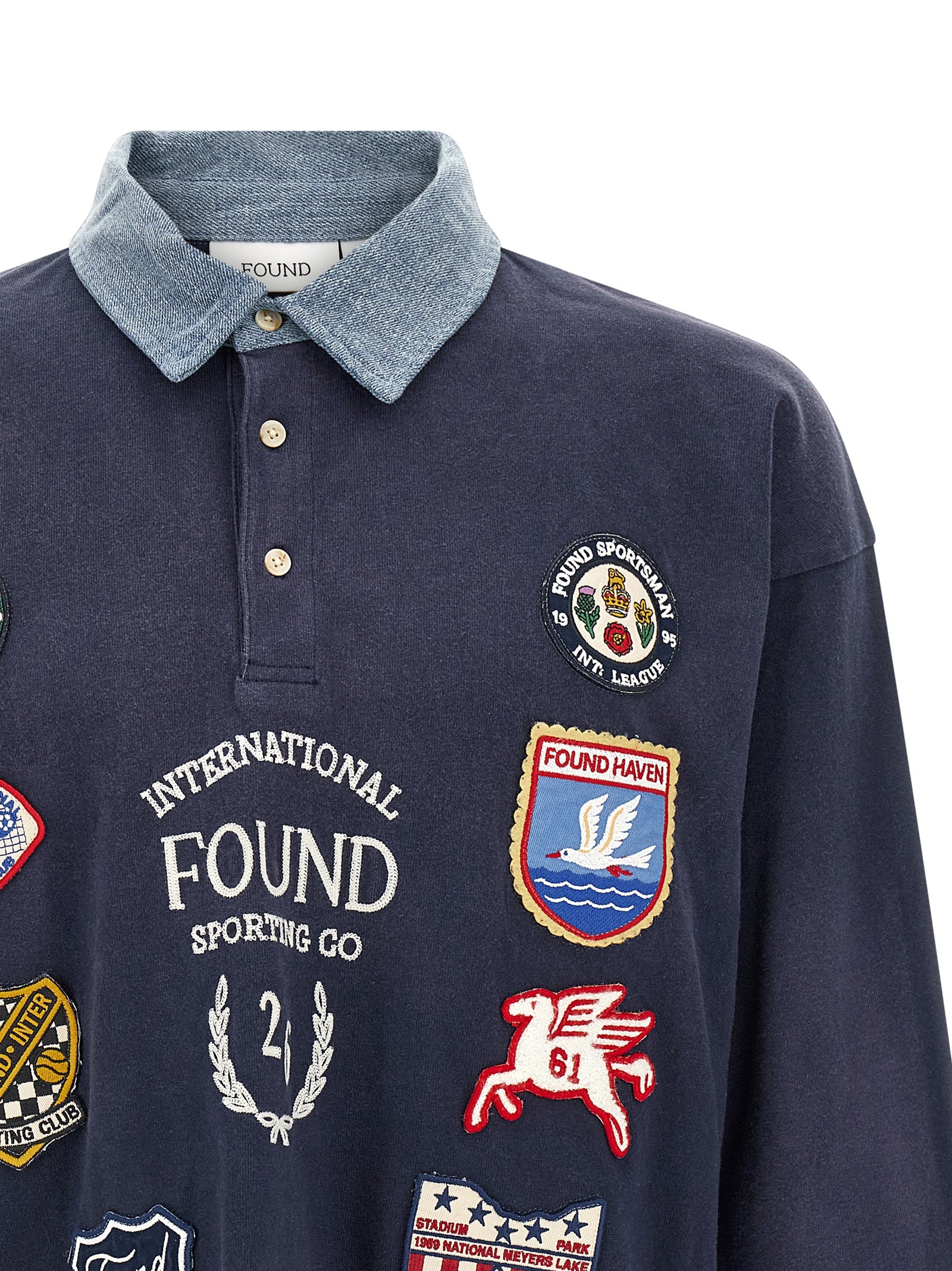 FOUND Blue Cotton Polo Shirt
