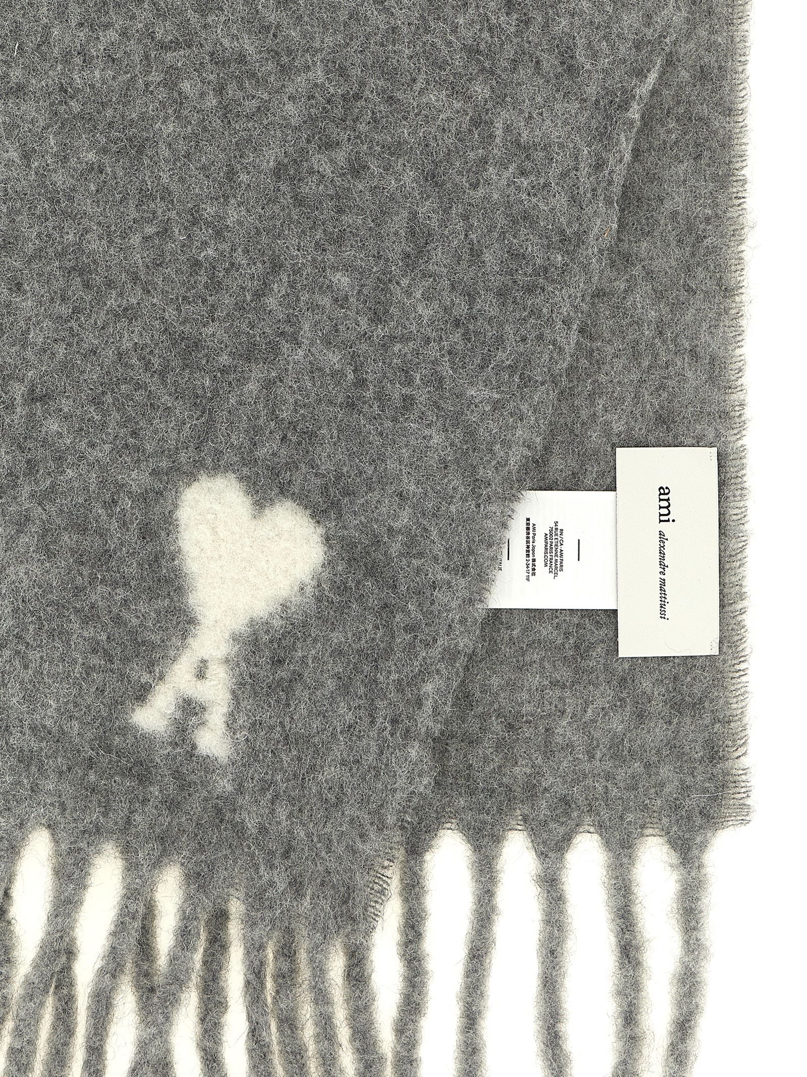 Ami Paris Gray Alpaca Leather Foulard