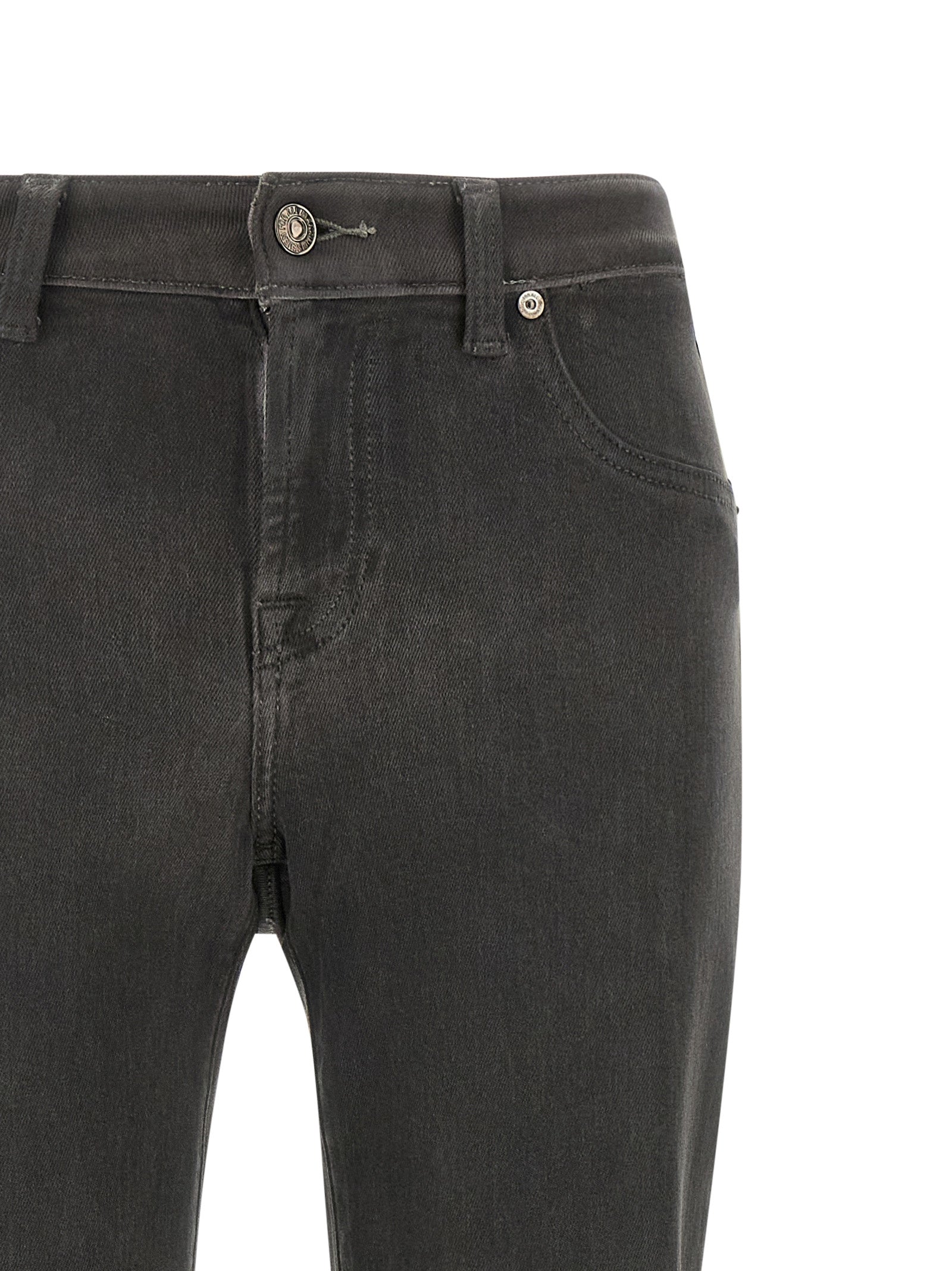 7 For All Mankind Gray Cotton Straight-Leg Jeans