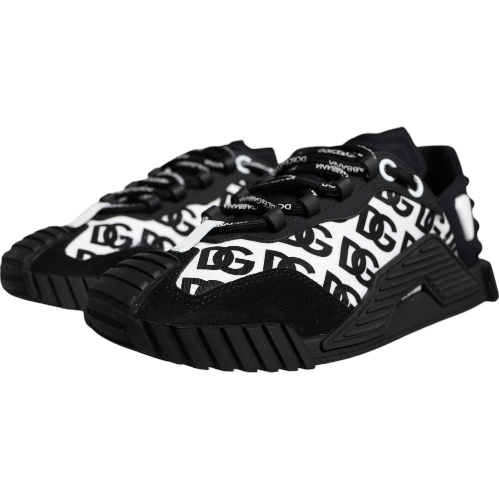 Dolce & Gabbana Black Logo Lace Up Low Top NS1 Sneakers Shoes
