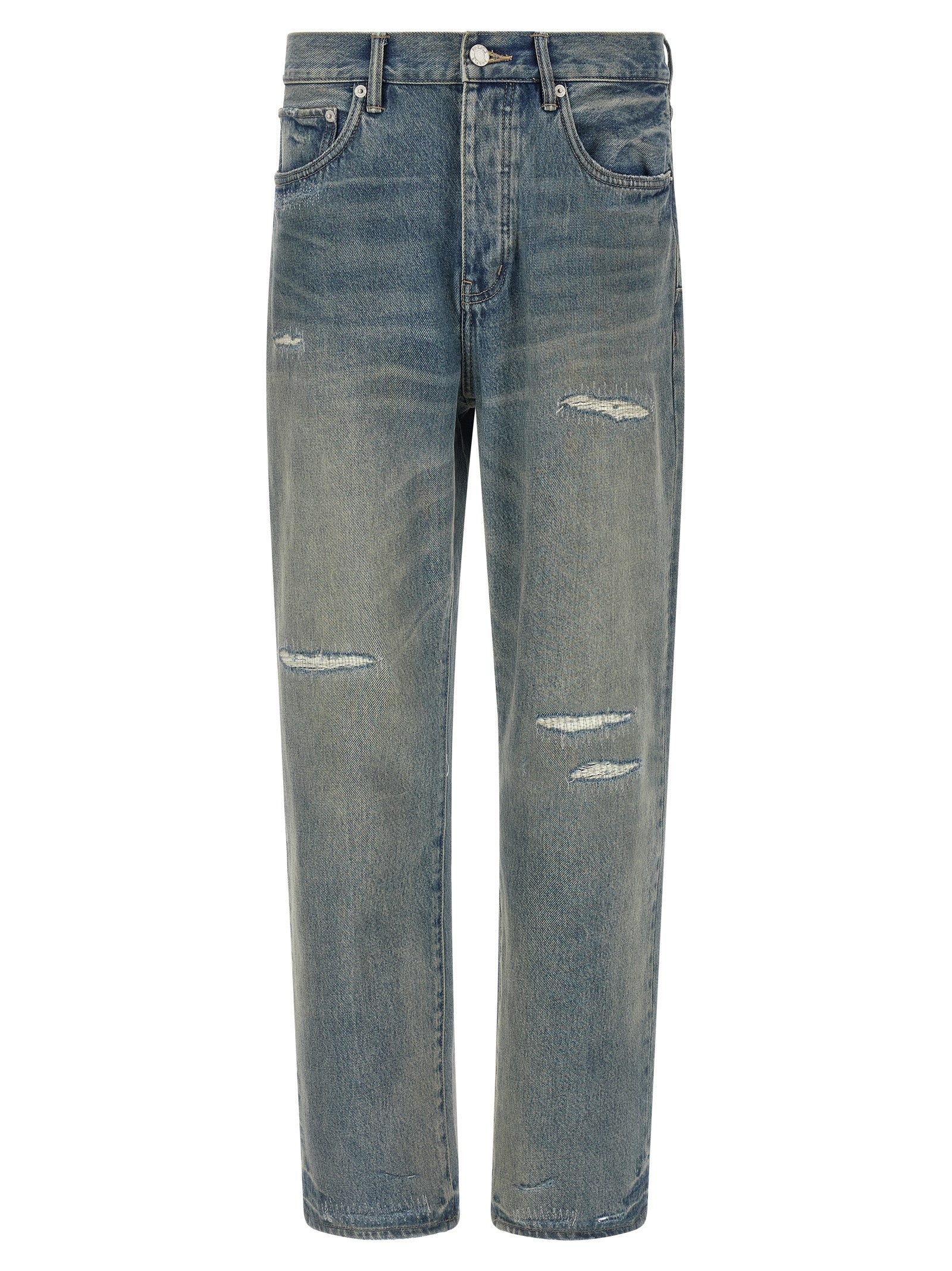 PURPLE Gray Cotton Straight-Leg Jeans