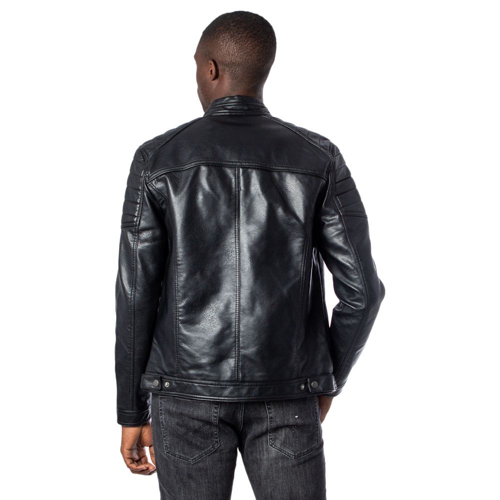Jack Jones Black Artificial Leather Leather Jacket