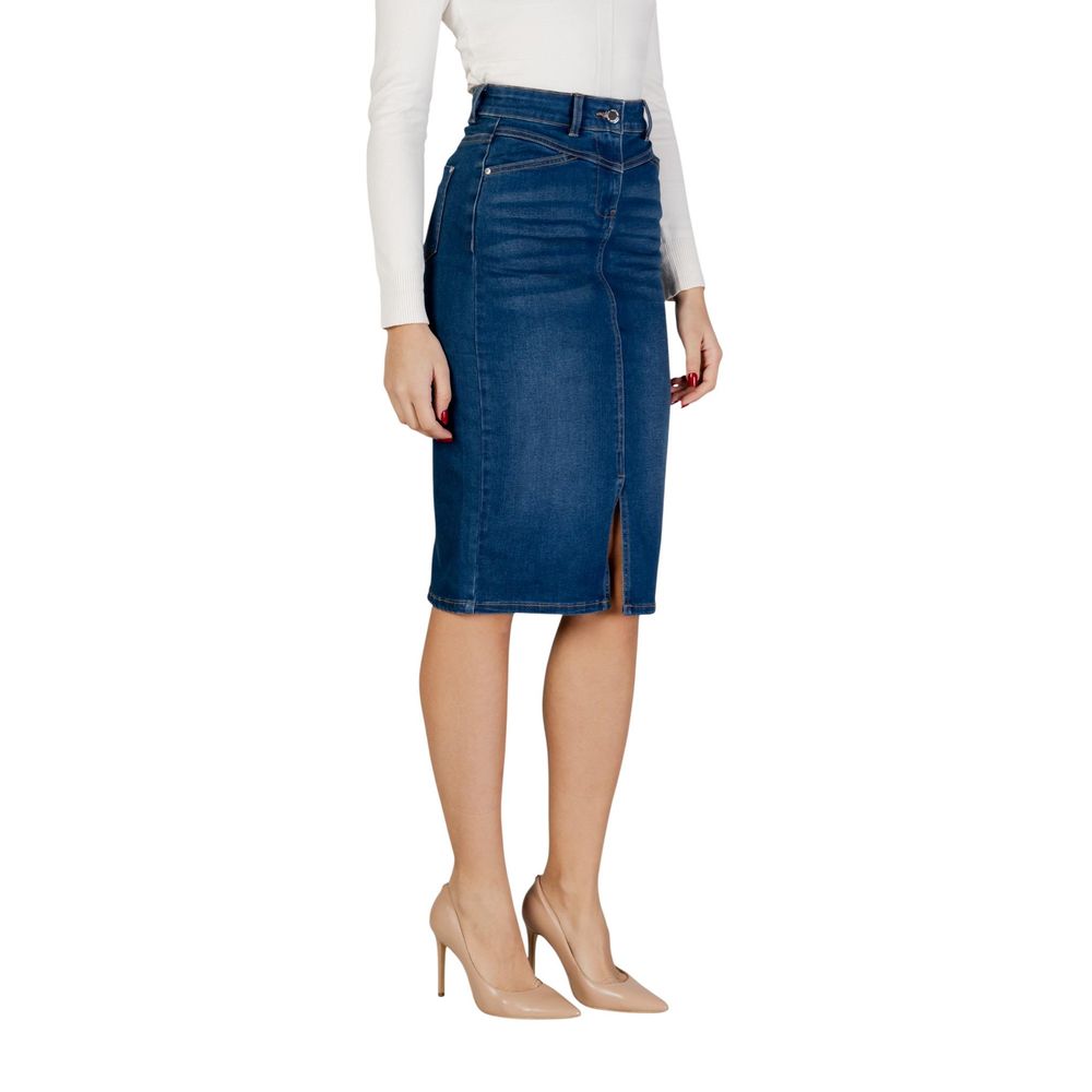 Morgan De Toi Blue Cotton Long Skirt