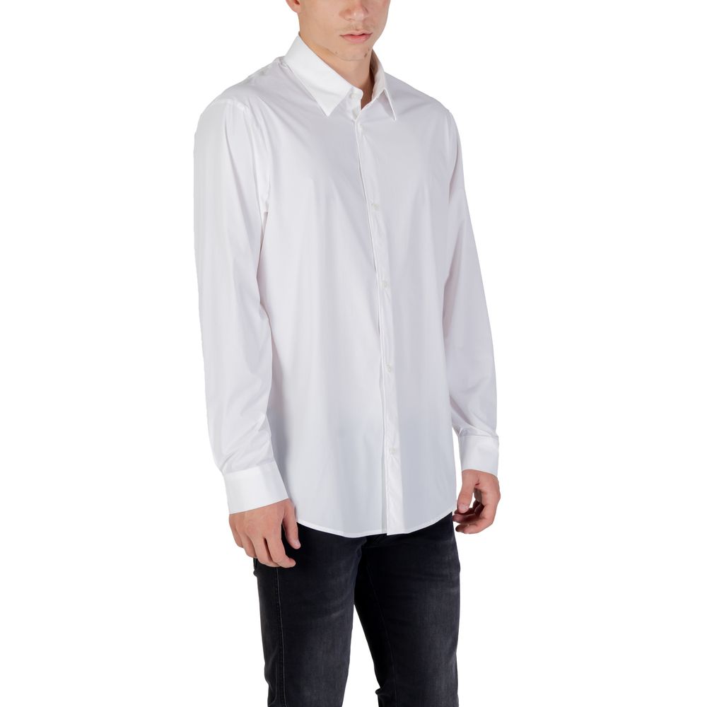Armani Exchange Cream Elastane Dress Shirt
