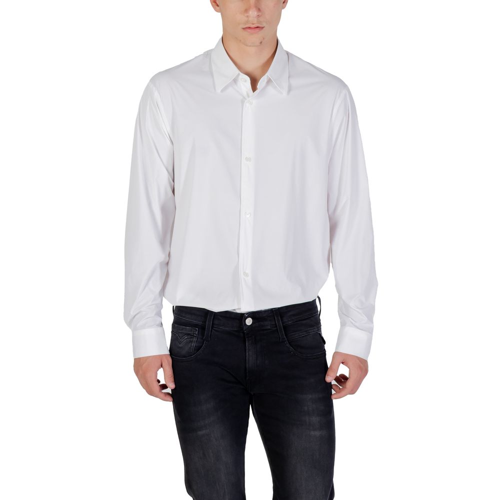 Armani Exchange Cream Elastane Dress Shirt