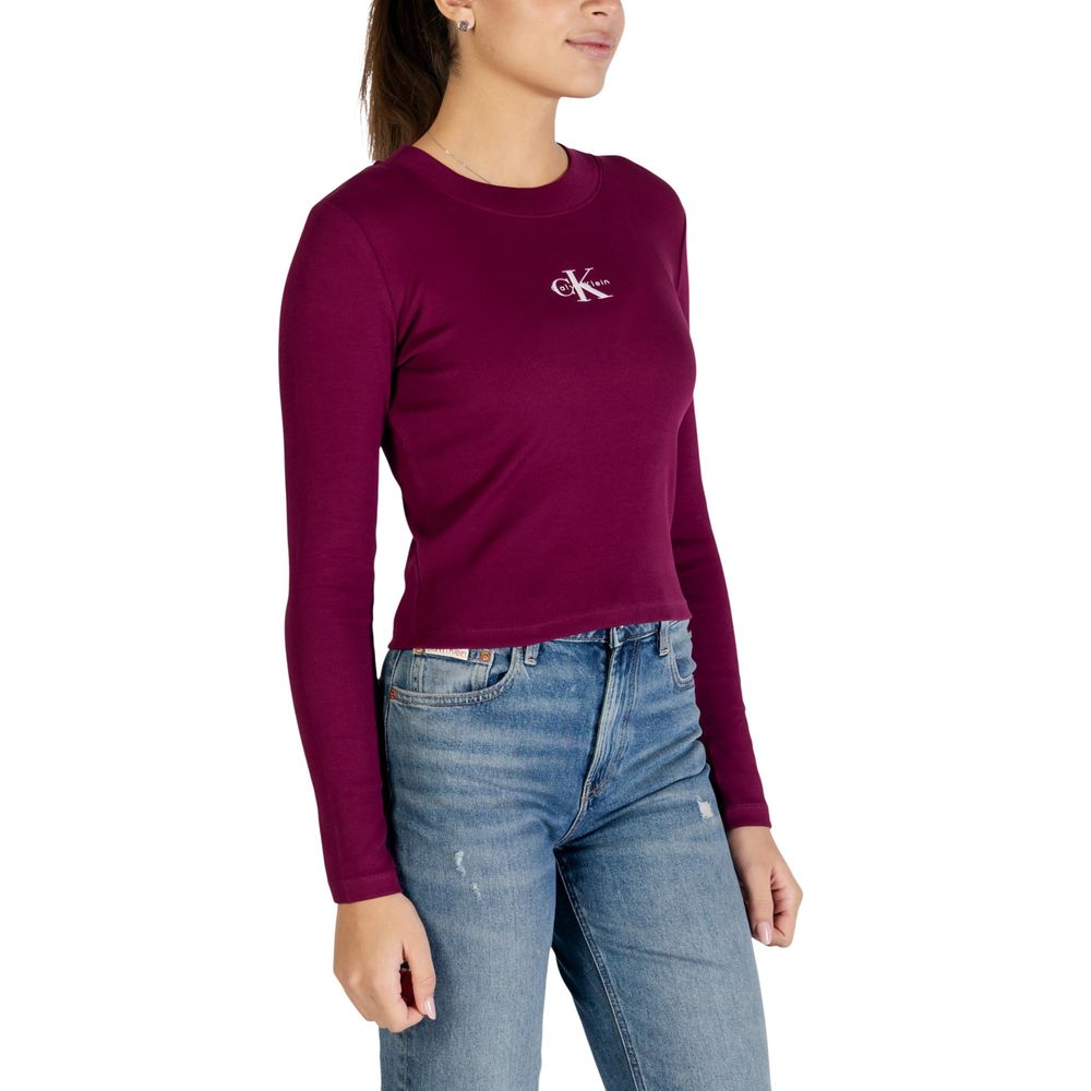 Calvin Klein Jeans Bordeaux Cotton Long Sleeve T-Shirt