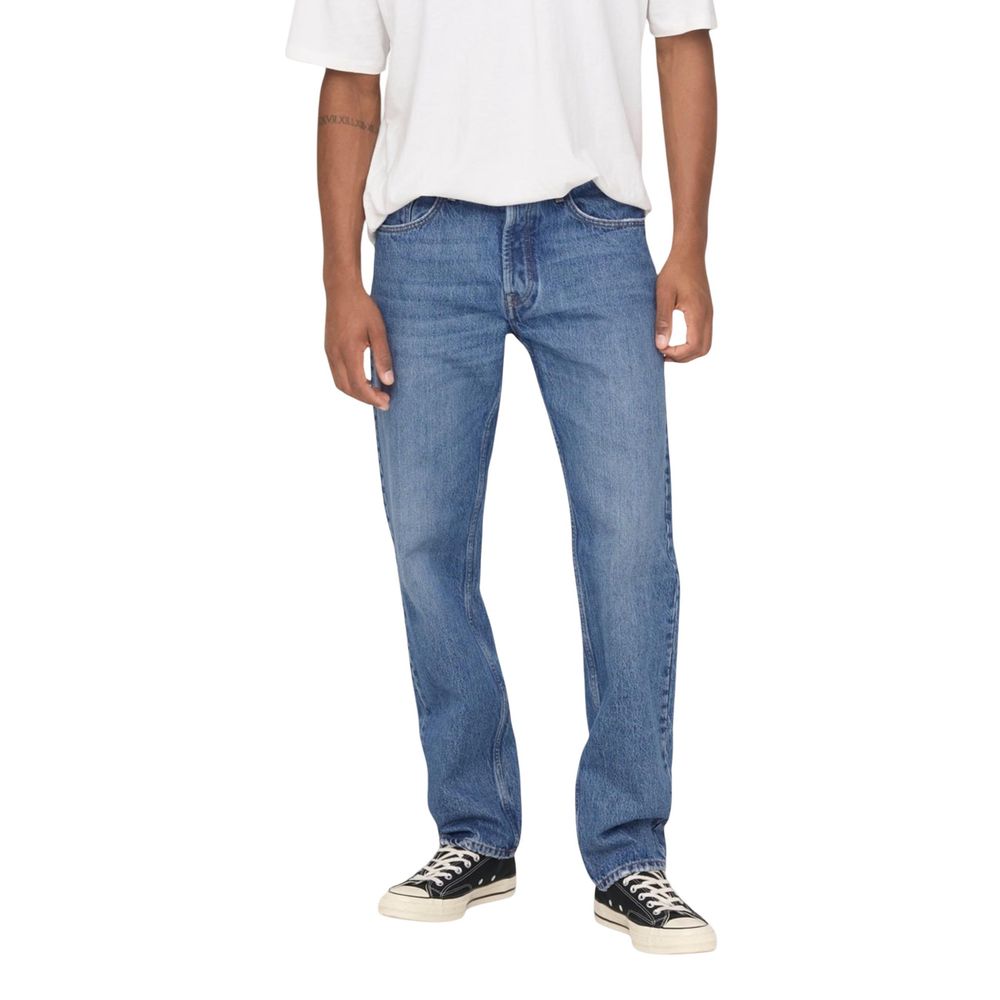 Only & Sons Blue Cotton Relaxed Fit Jeans