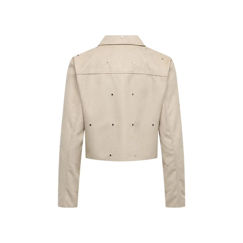 Jacqueline De Yong Beige Polyester Leather Jacket