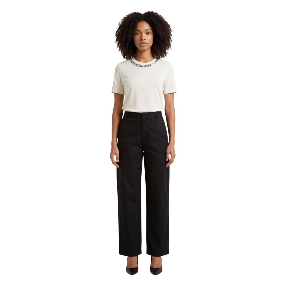 Jacqueline De Yong Black Cotton Casual Pants