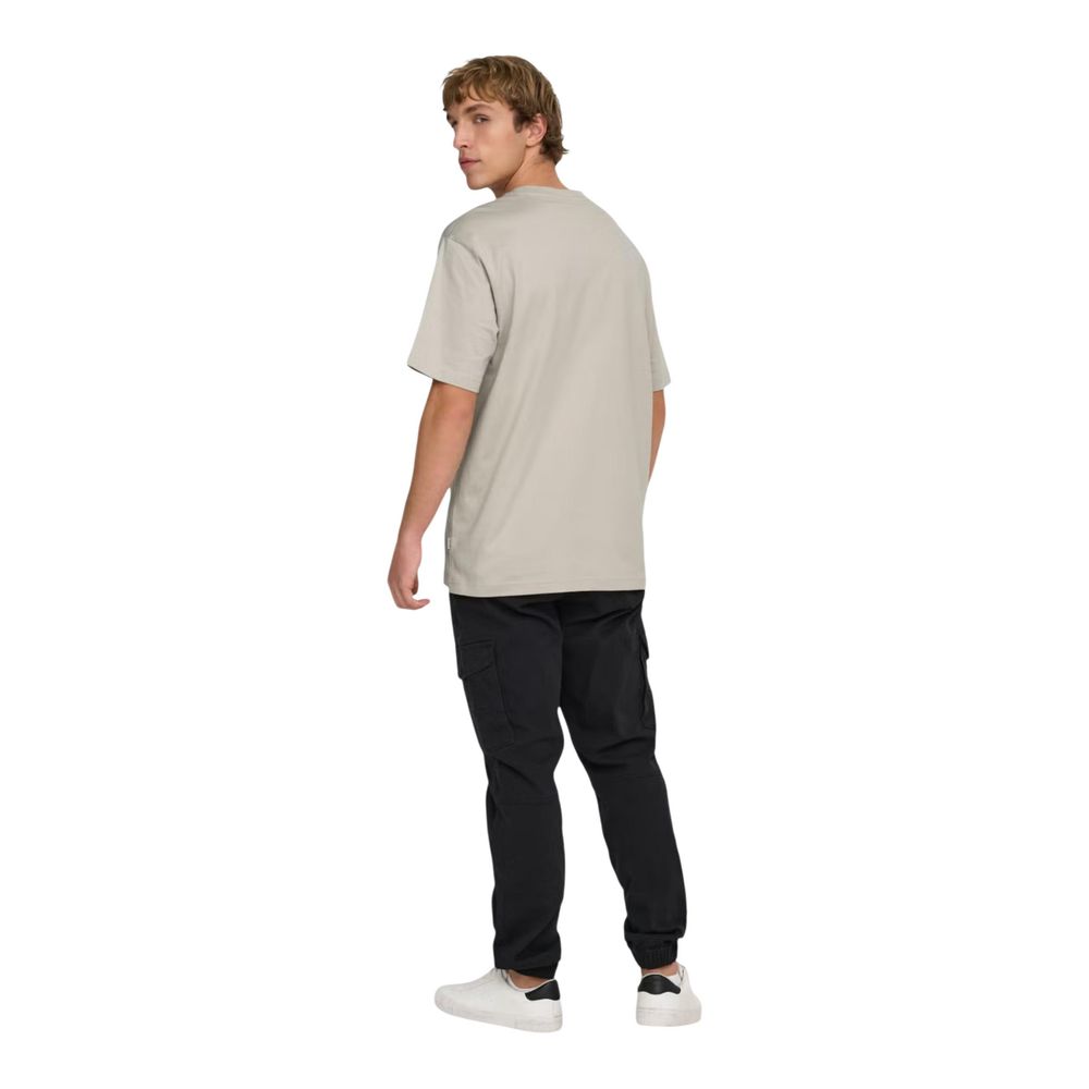 Only & Sons Beige Organic Cotton T-Shirt