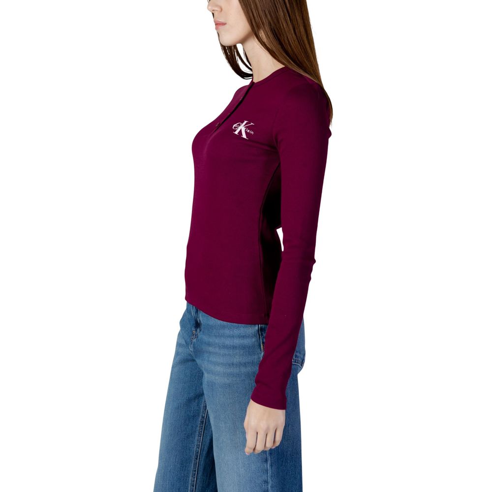 Calvin Klein Jeans Bordeaux Cotton Long Sleeve T-Shirt