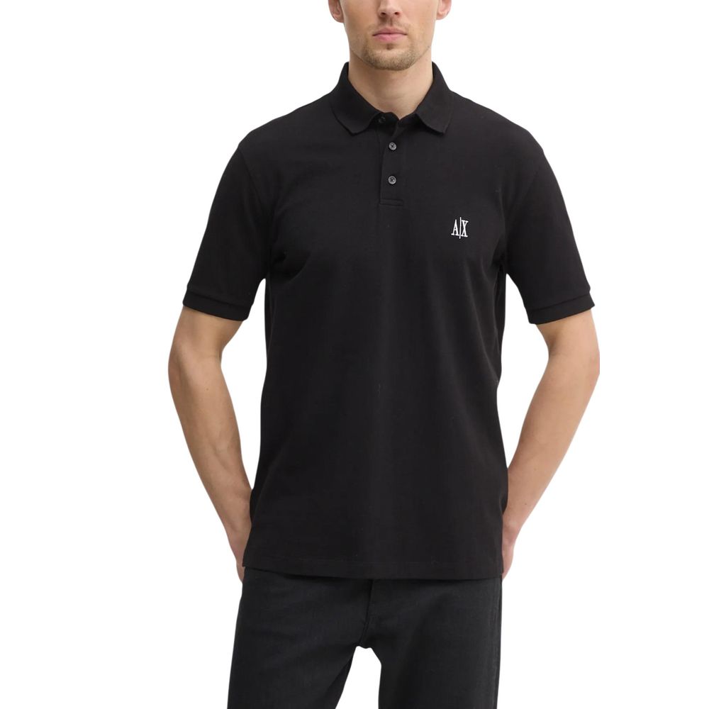Armani Exchange Black Cotton Polo Shirt