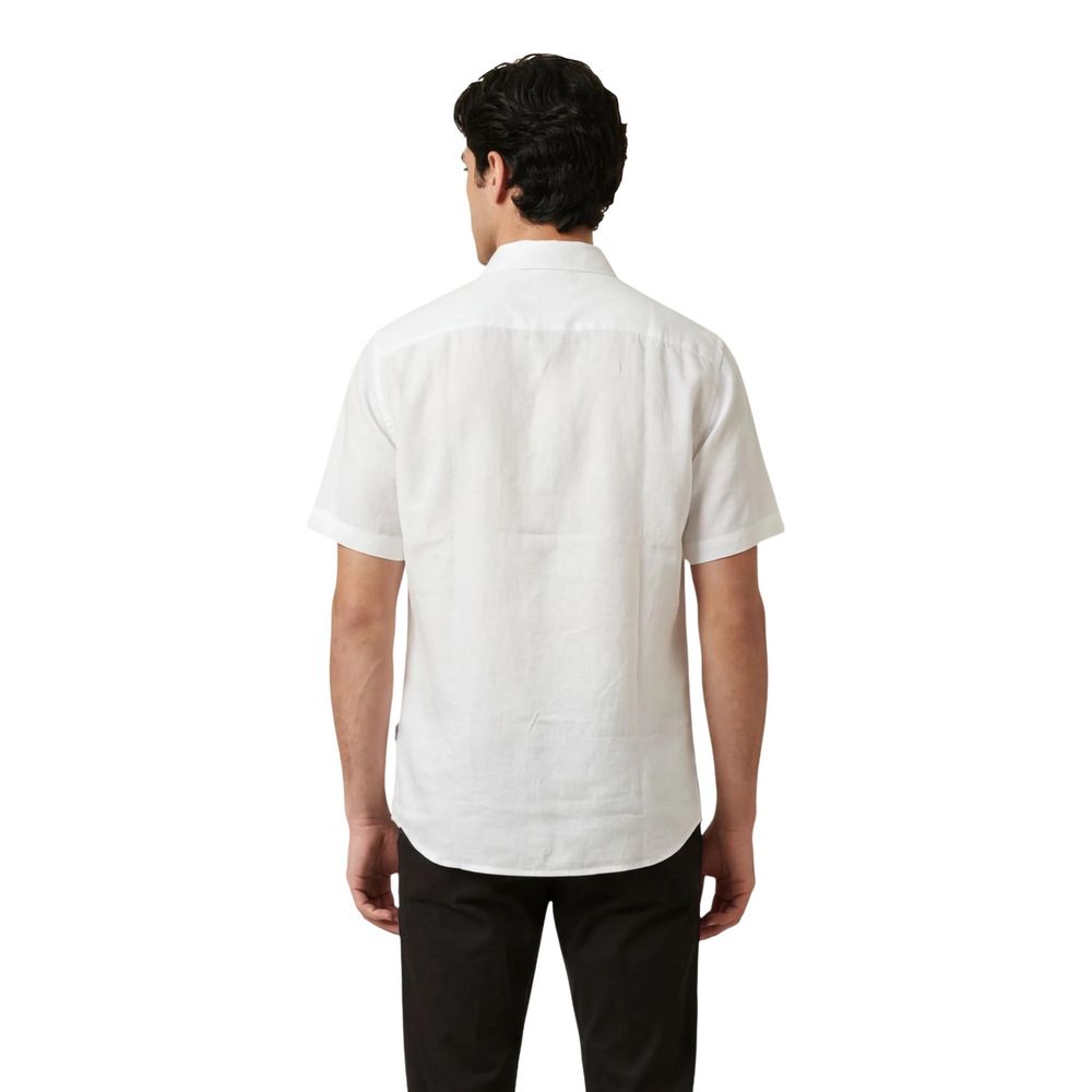 Armani Exchange White Linen Shortsleeve Shirt