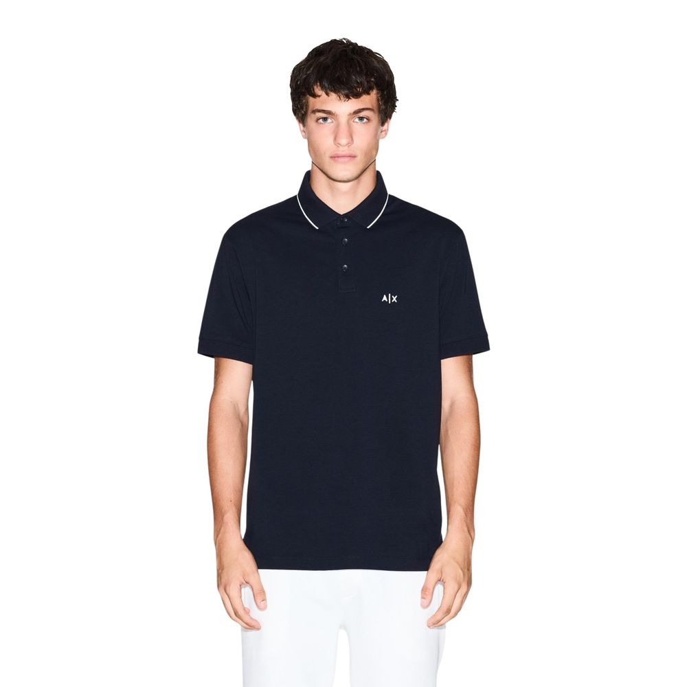 Armani Exchange Blue Cotton Polo Shirt