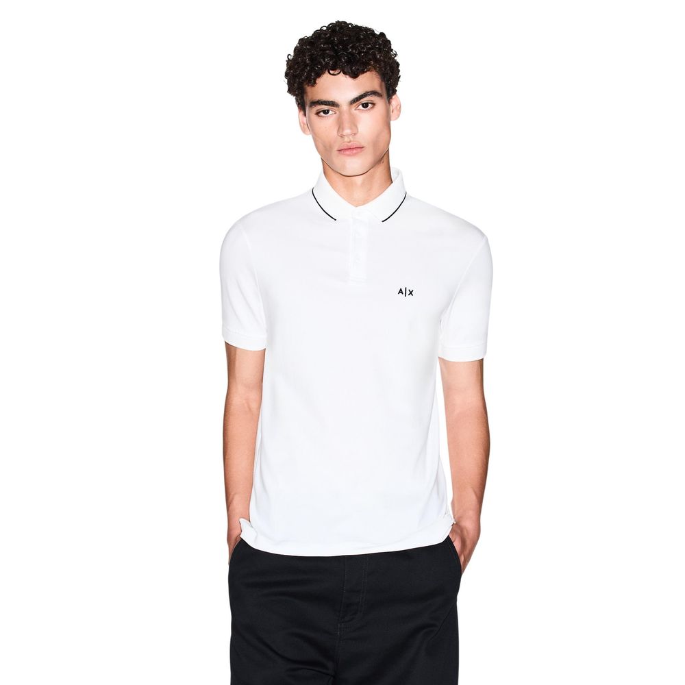 Armani Exchange White Cotton Polo Shirt