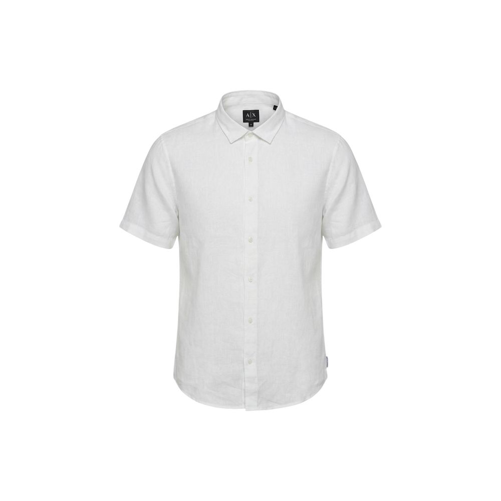 Armani Exchange White Linen Shortsleeve Shirt