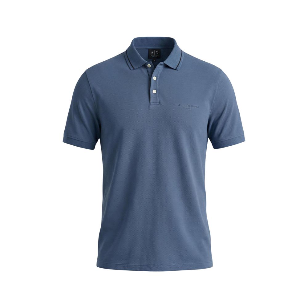 Armani Exchange Blue Cotton Polo Shirt