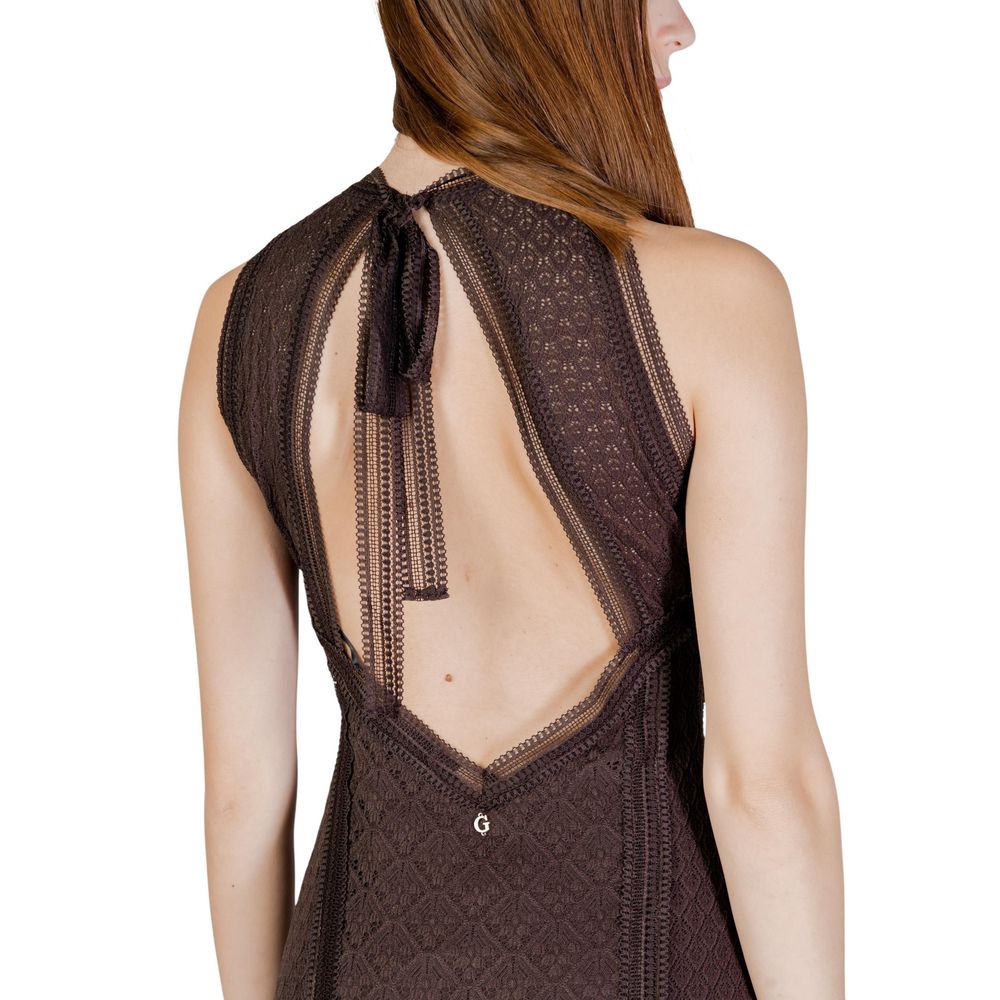 Guess Brown Polyamide Long Dress