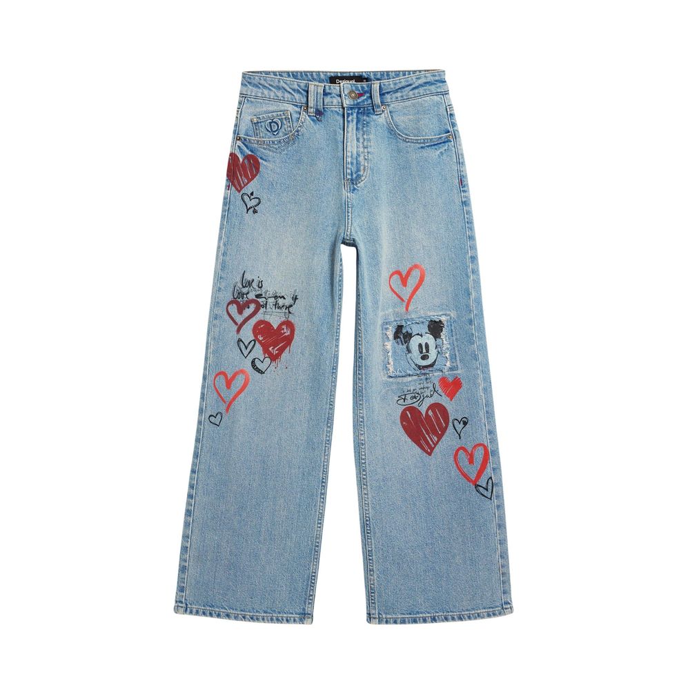 Desigual Blue Cotton Mom Jeans