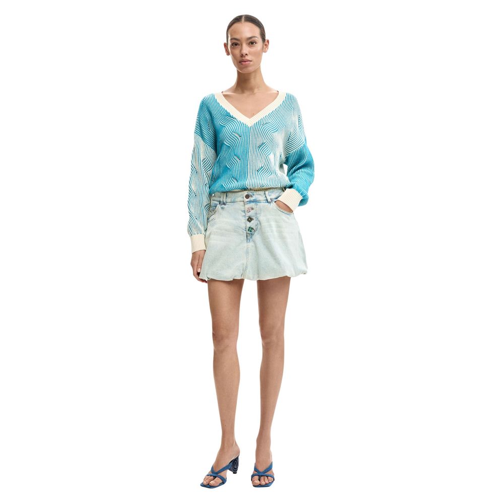 Desigual Blue Cotton Mini Skirt